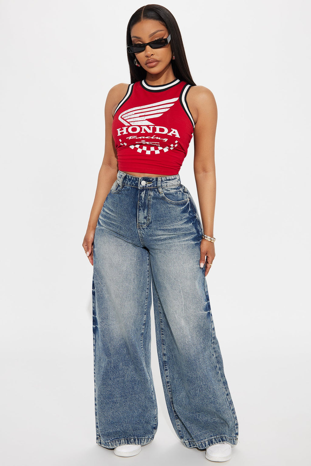 Unclaimed Baggage Loose Wide Leg Jeans - Medium Wash