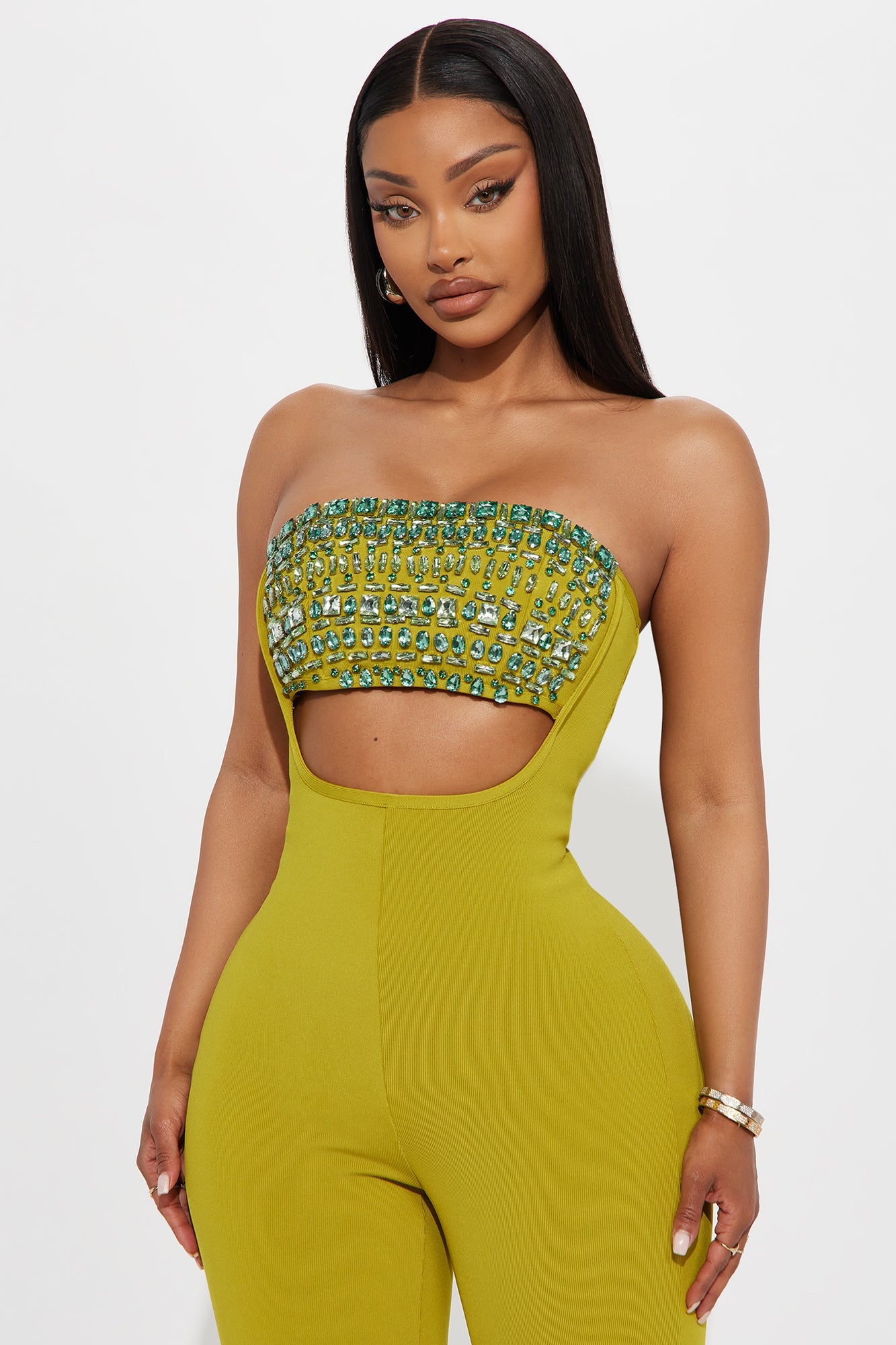 Citrine Elegance Bandage Jumpsuit - Chartreuse