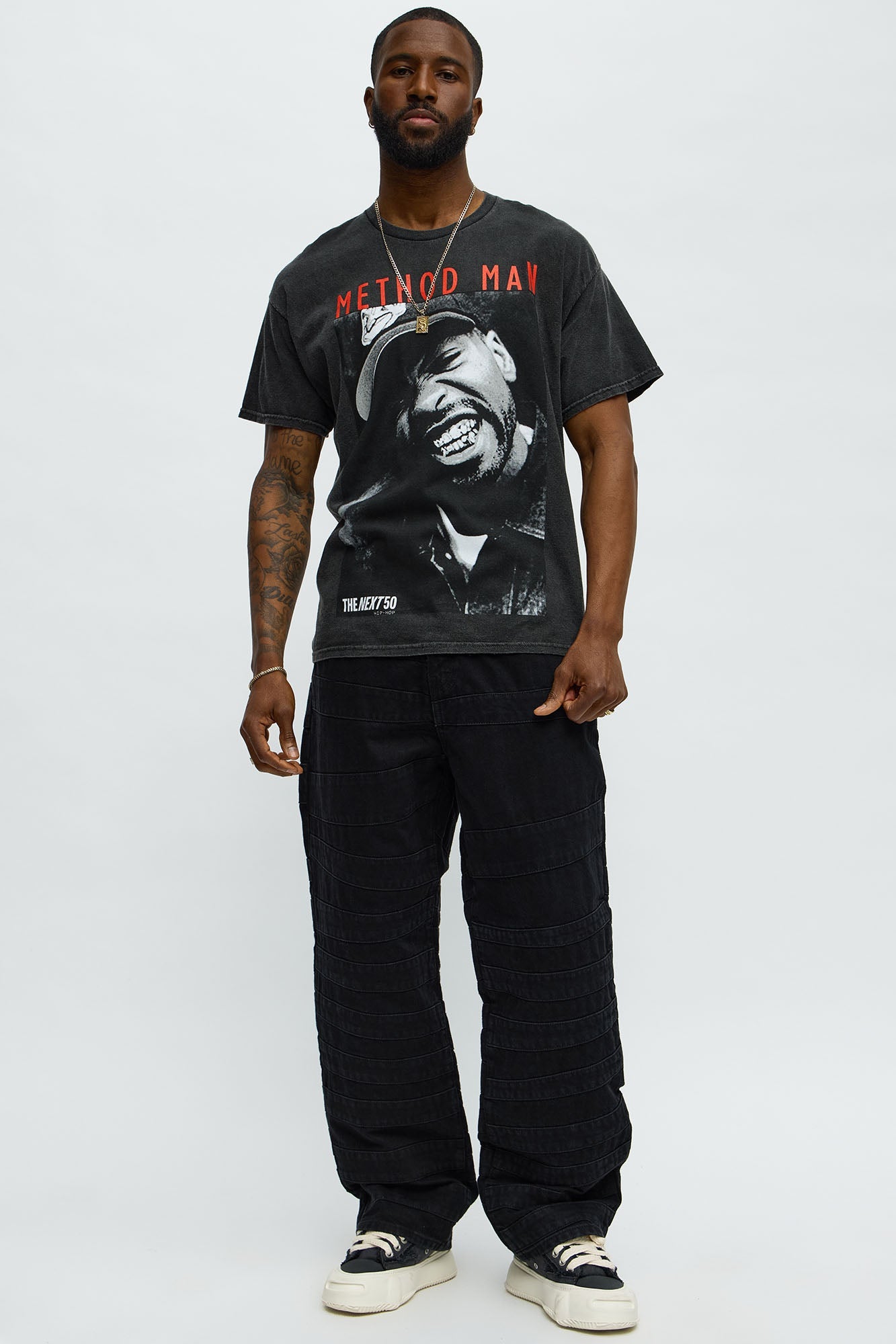 Baggy Layered Paneled Jeans - Black
