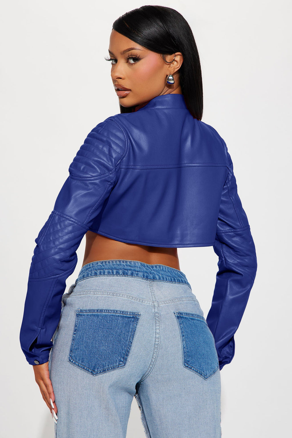 Biker Club Faux Leather Jacket - Royal