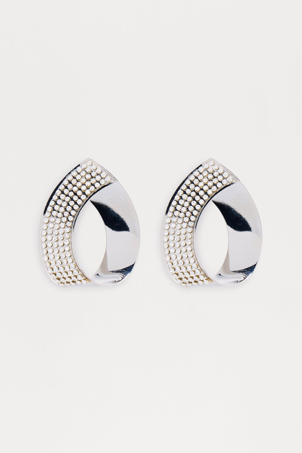 Always Cute And Classy Oval Rhinestone Drop Earrings - Silver
