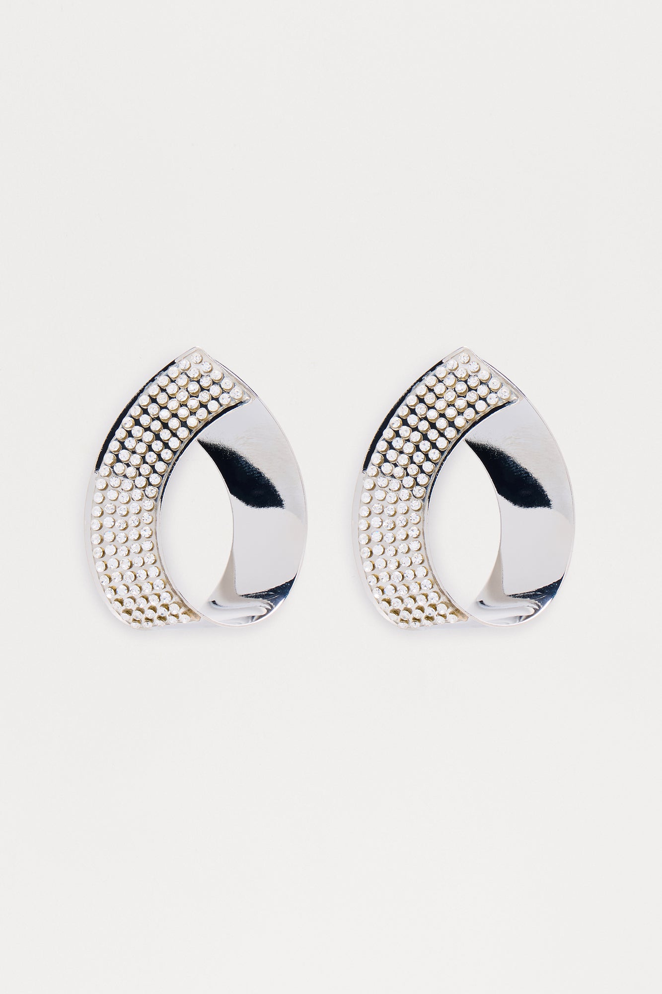 Always Cute And Classy Oval Rhinestone Drop Earrings - Silver