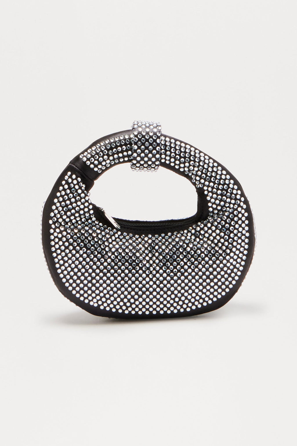 Midnight Muse Mini Rhinestone Embellished Handbag - Black