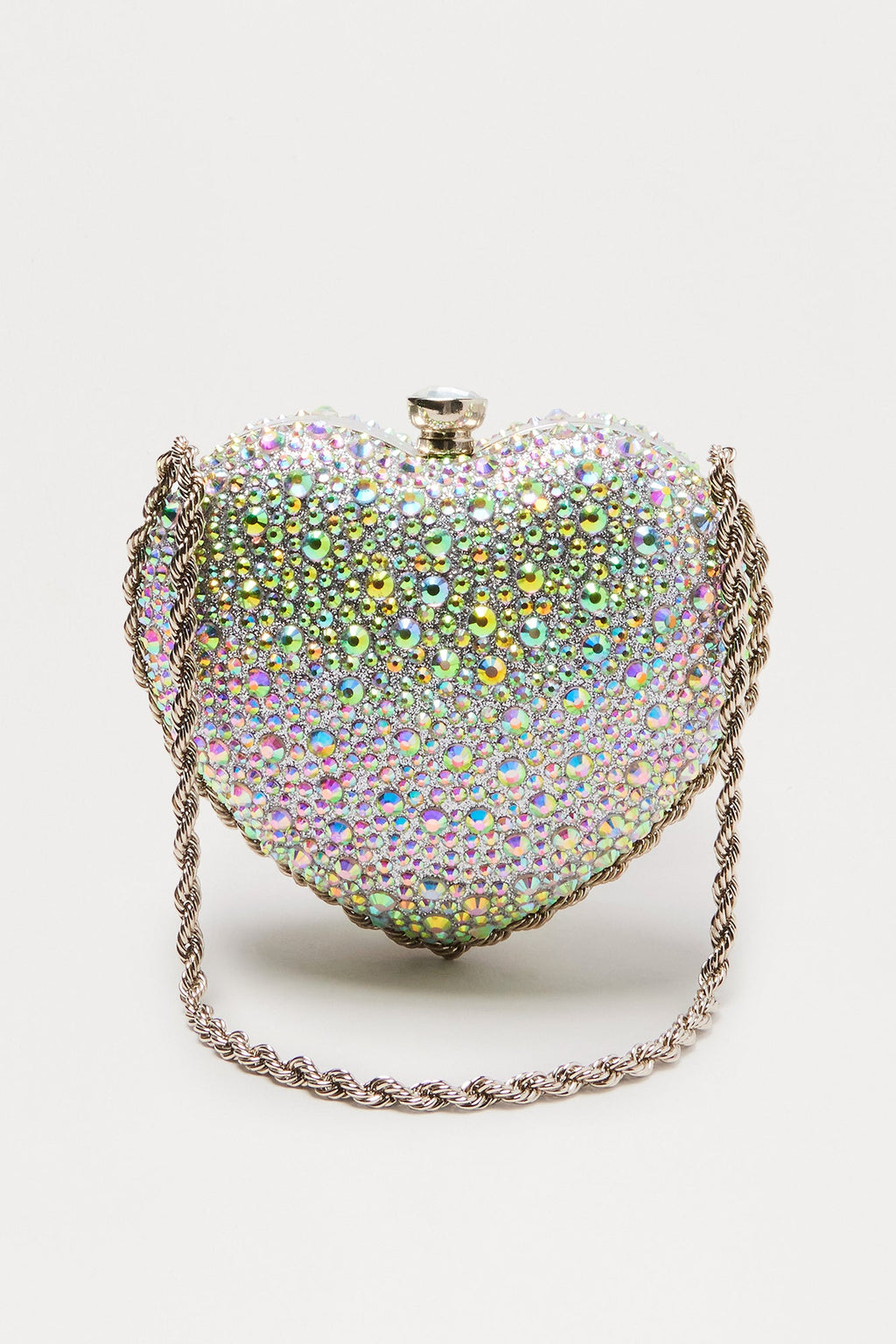 Sparkle Sweetheart Mini Heart Clutch - Silver