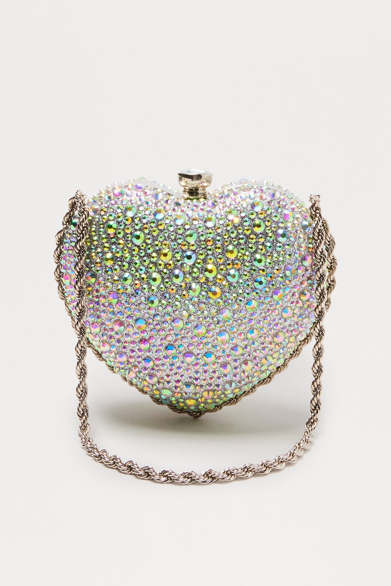 Sparkle Sweetheart Mini Heart Clutch - Silver