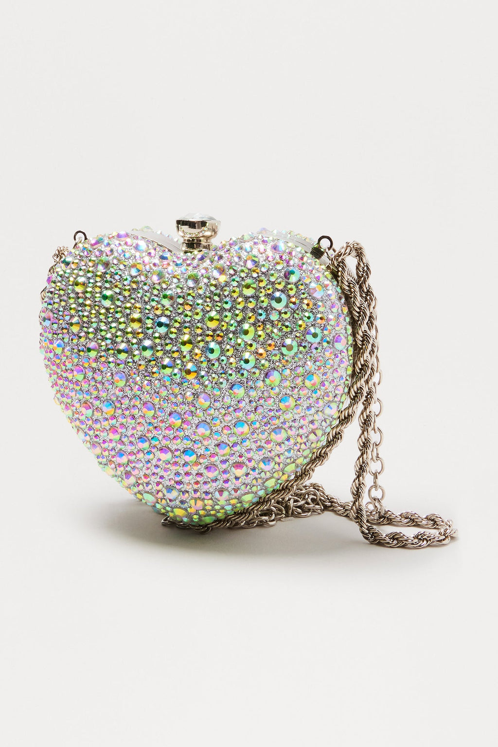 Sparkle Sweetheart Mini Heart Clutch - Silver
