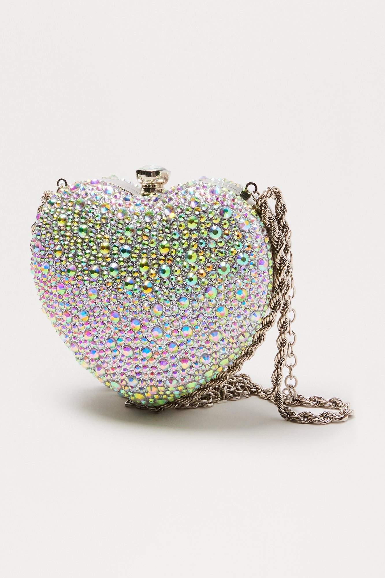 Sparkle Sweetheart Mini Heart Clutch - Silver