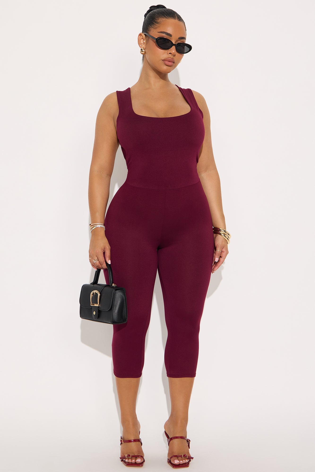 Nichole Capri Jumpsuit - Wine
