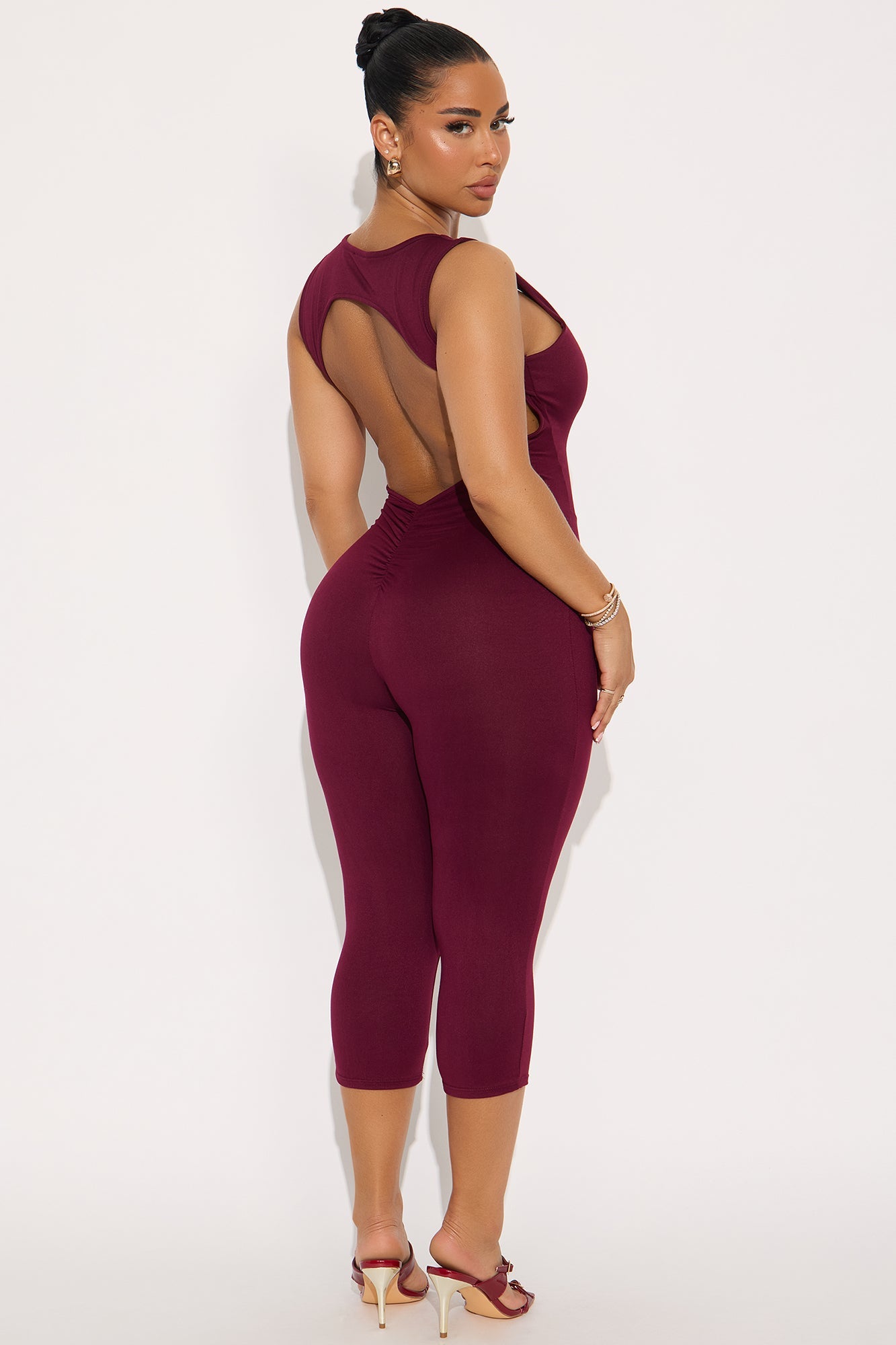 Nichole Capri Jumpsuit - Wine