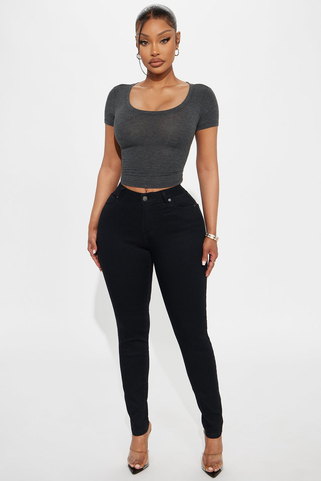 Coraline Mid Rise Skinny Jeans - Black