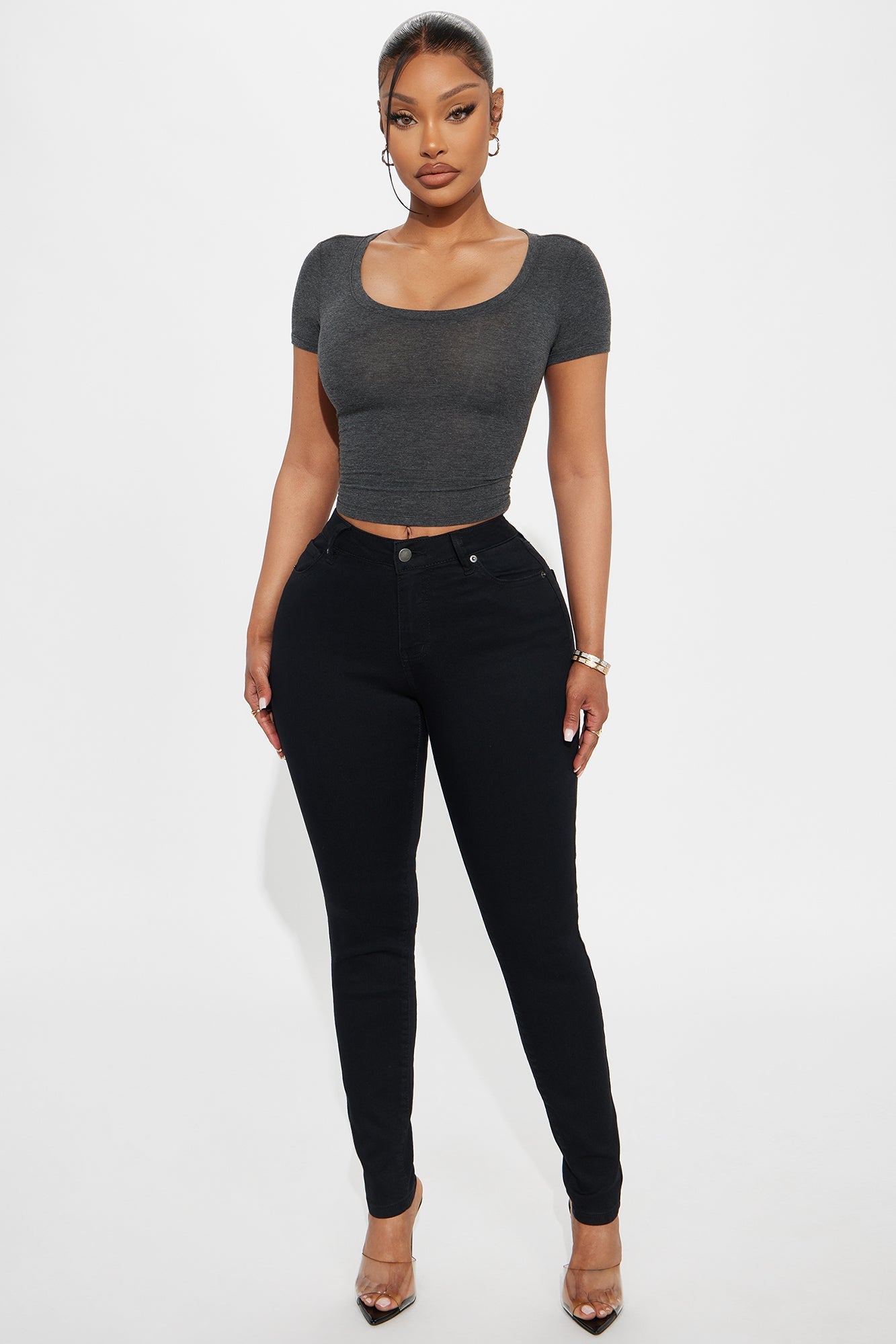 Coraline Mid Rise Skinny Jeans - Black
