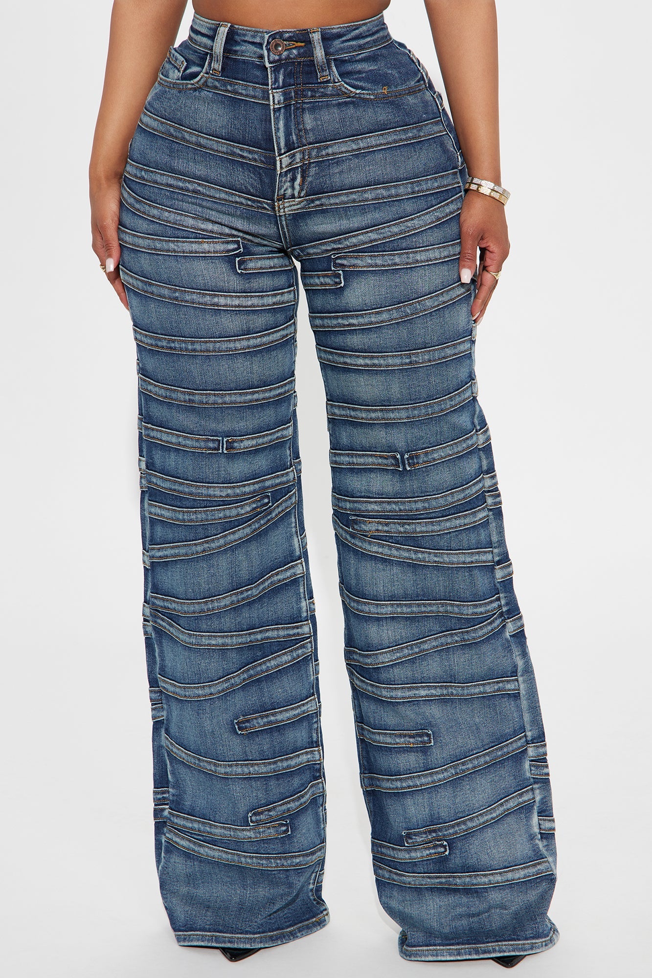Seams Natural Wide Leg Jeans - Dark Wash