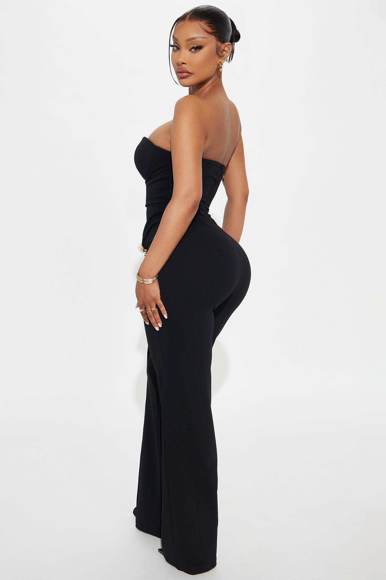 Have It All Draped Strapless Jumpsuit - Black