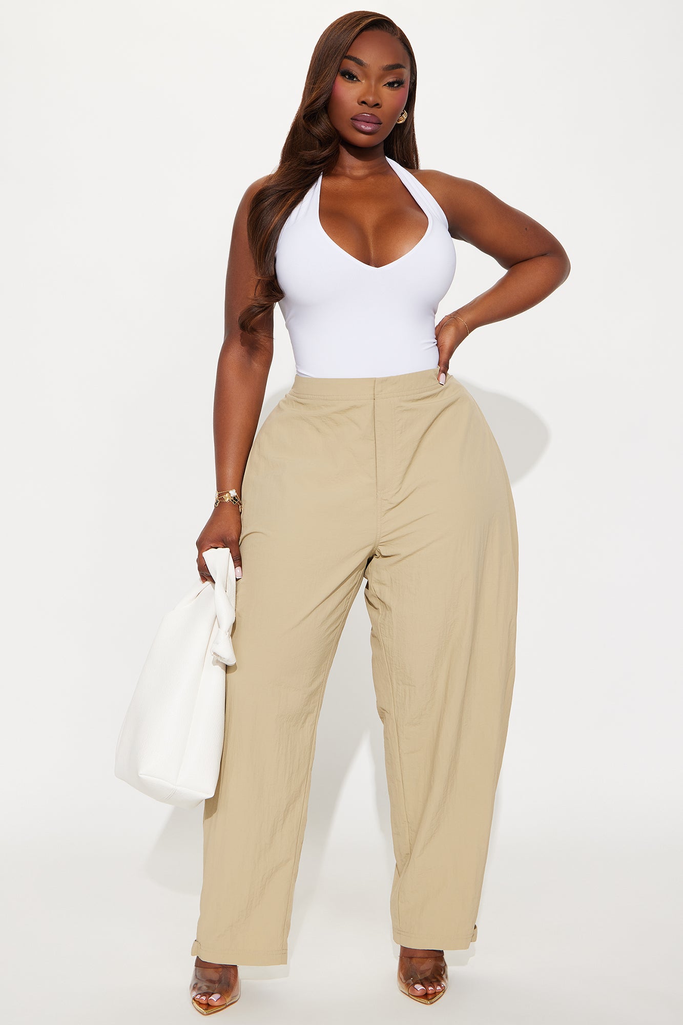 Nylon Windbreaker Pant - Taupe