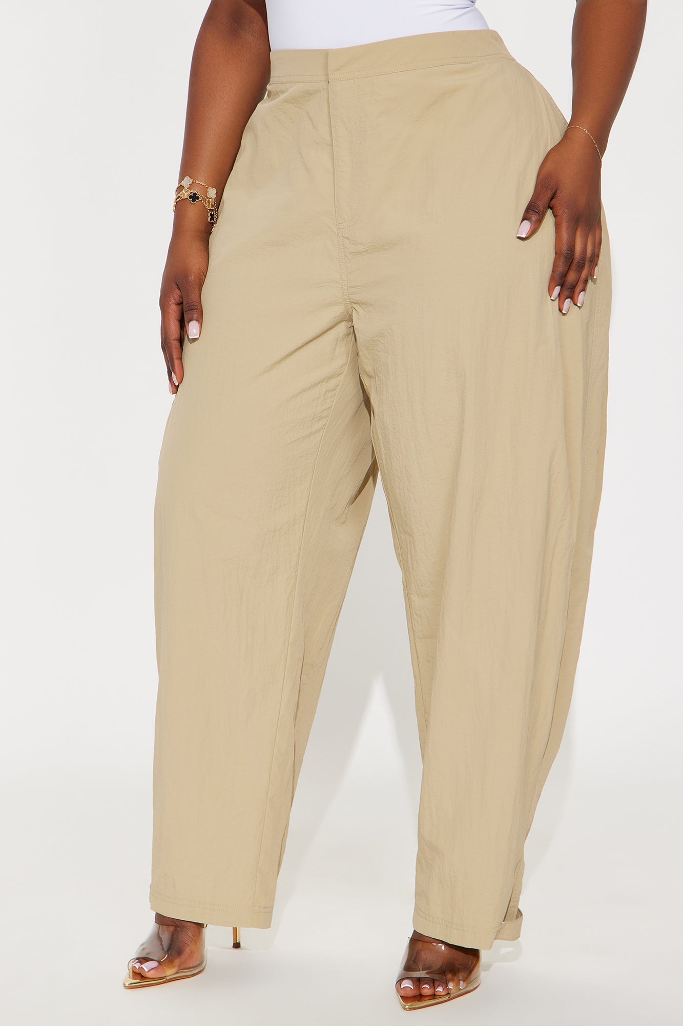 Nylon Windbreaker Pant - Taupe