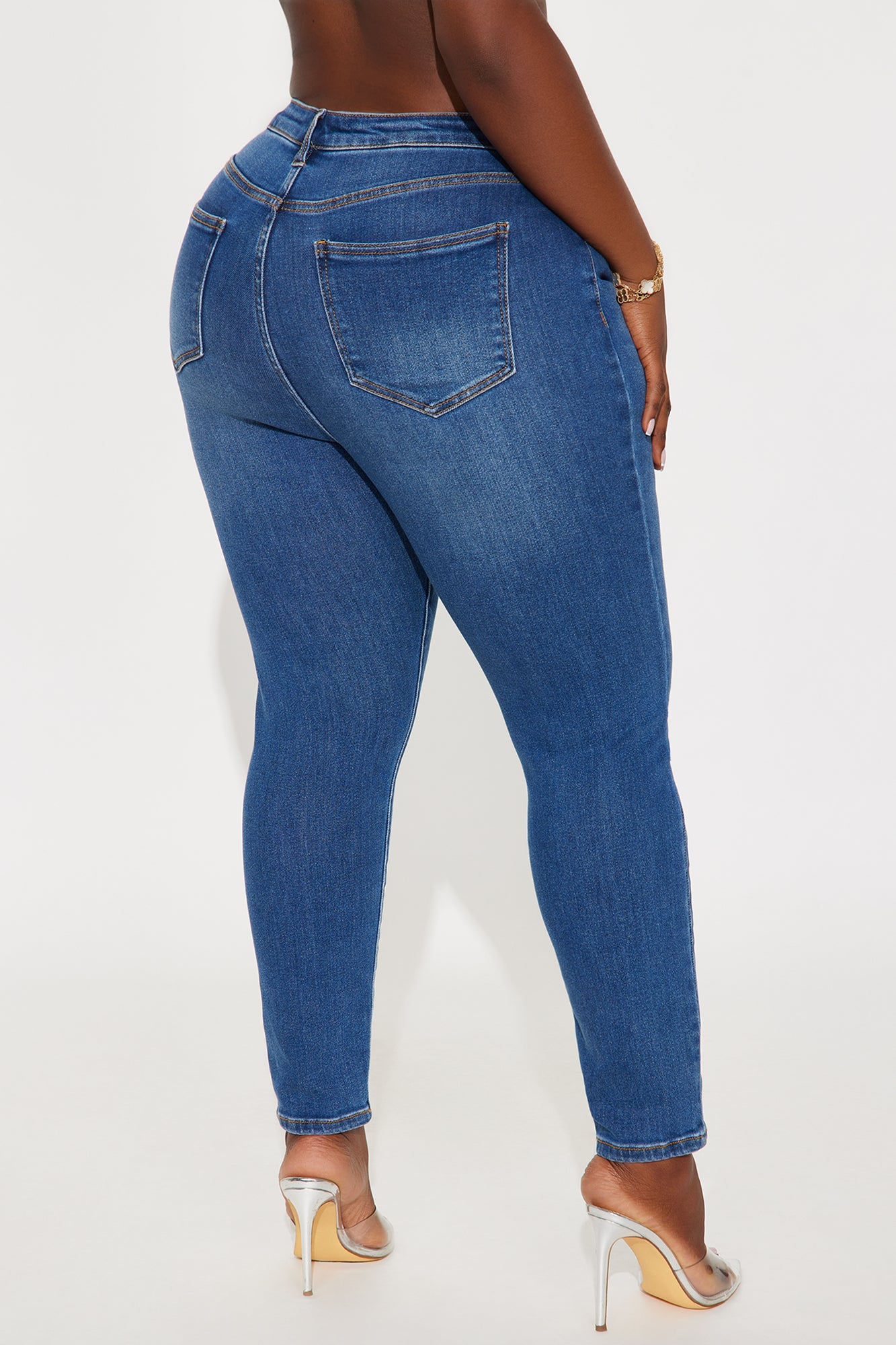 Vivacious Ripped High Rise Skinny Jeans - Medium Wash