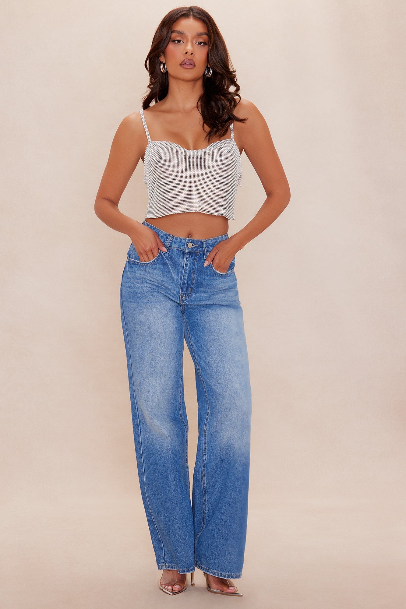 Party On Embellished Crop Top - White