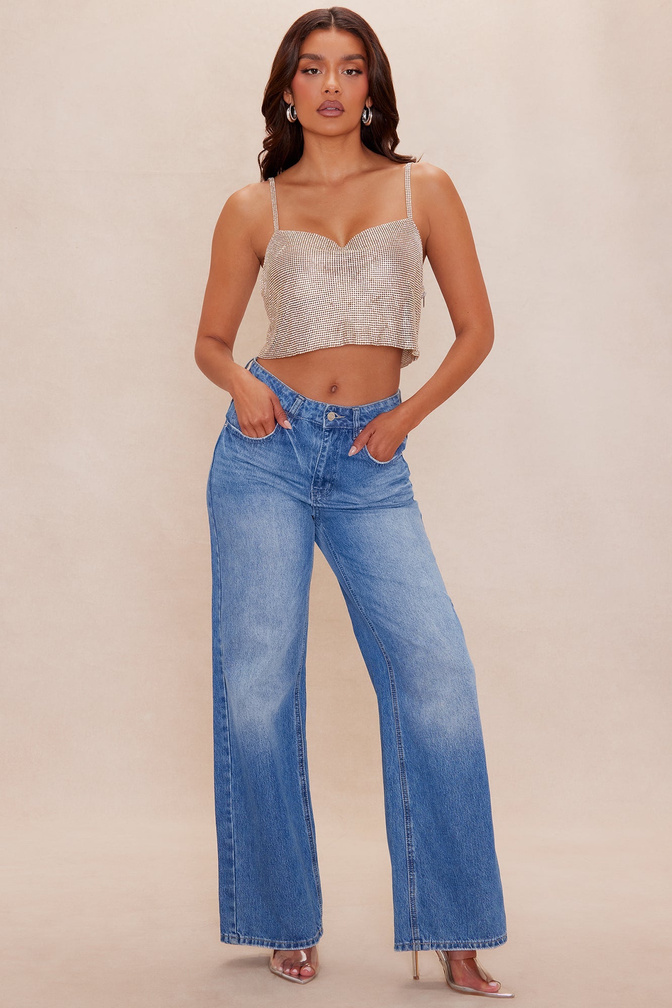 Party On Embellished Crop Top - Gold