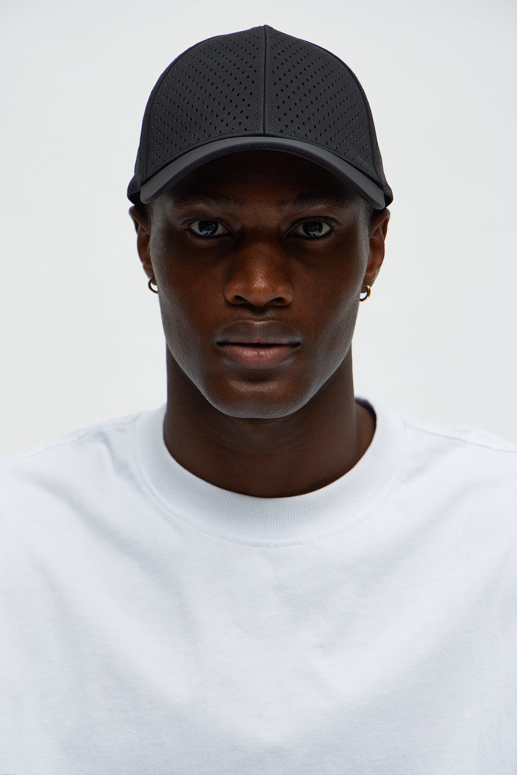 Air Perforated 6 Panel Strapback Hat - Black