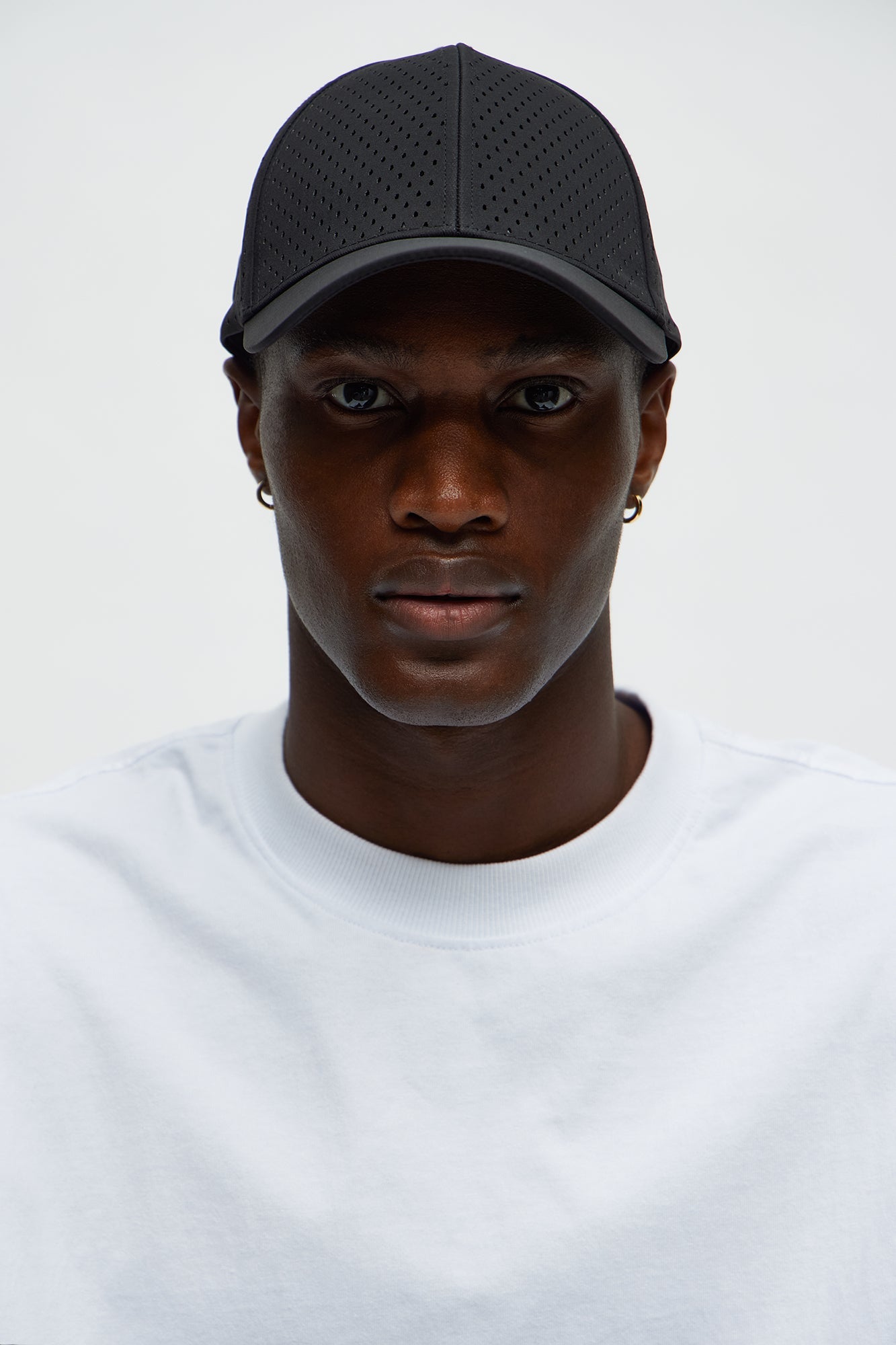 Air Perforated 6 Panel Strapback Hat - Black