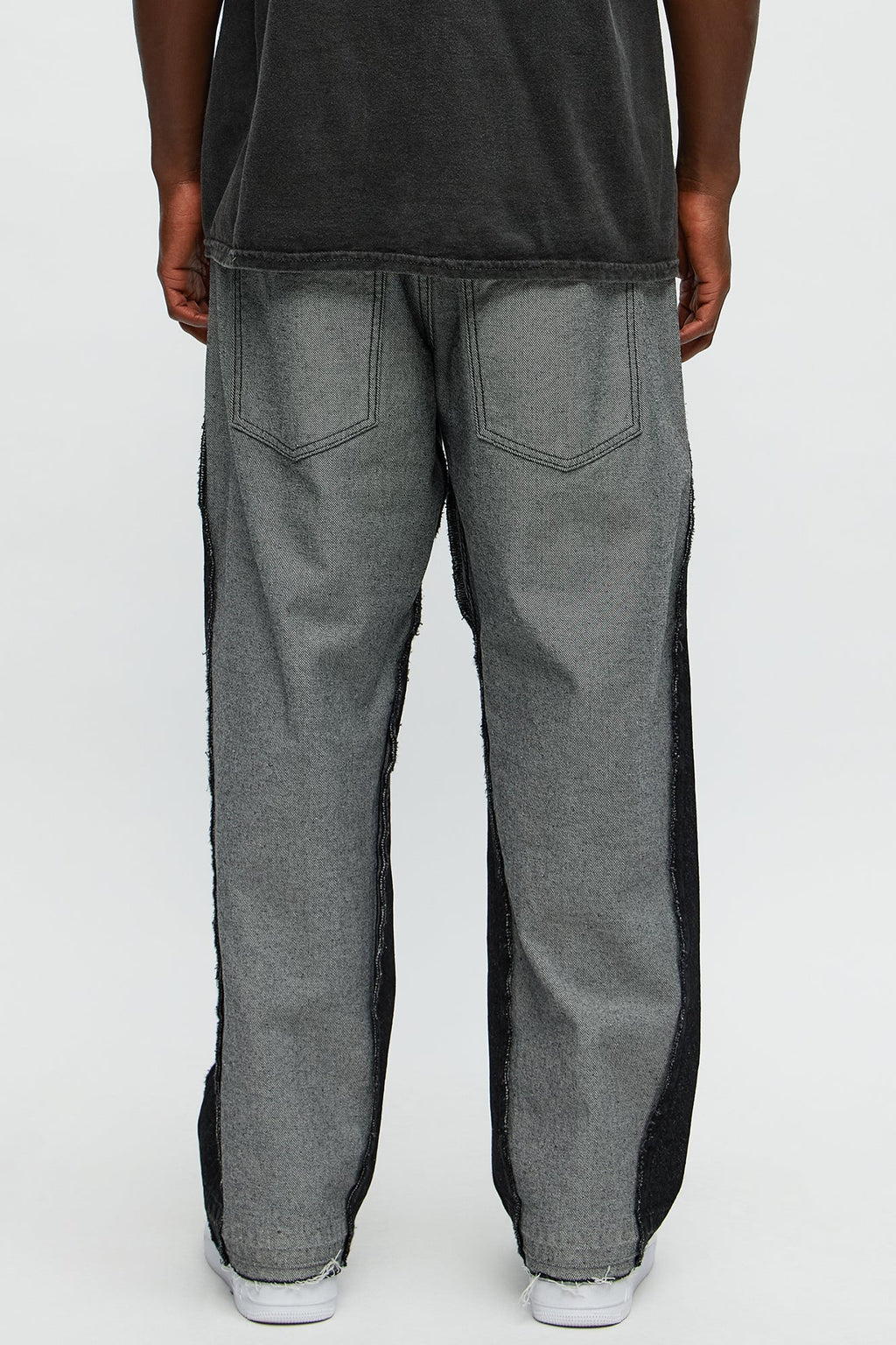 Baggy Double Waisted Panel Jeans - Black/combo