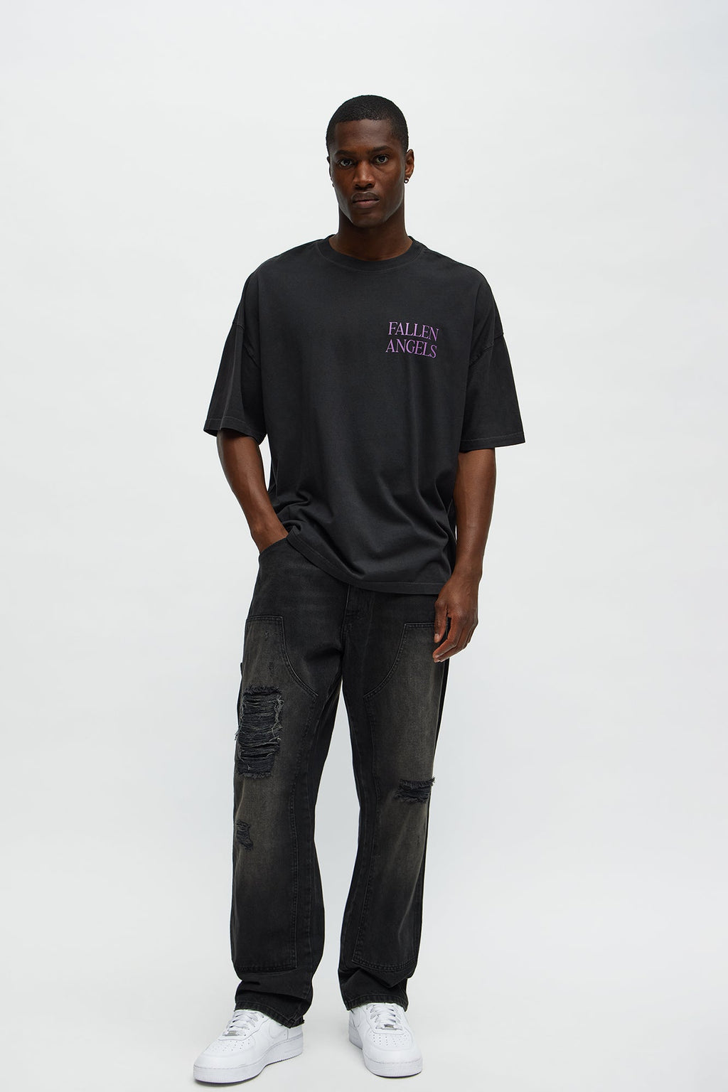 We Cool Distressed Carpenter Straight Jeans - Black Wash