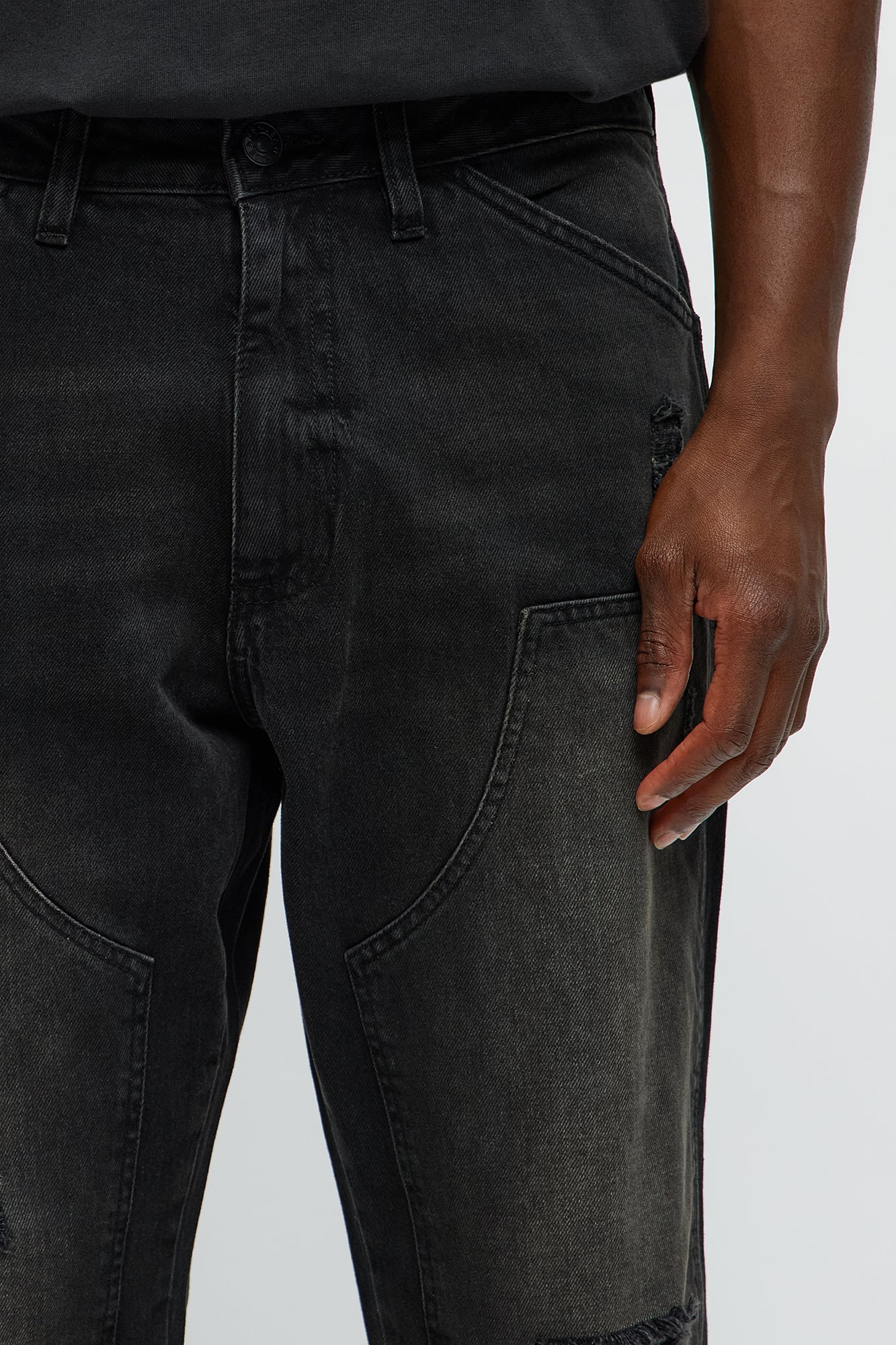 We Cool Distressed Carpenter Straight Jeans - Black Wash