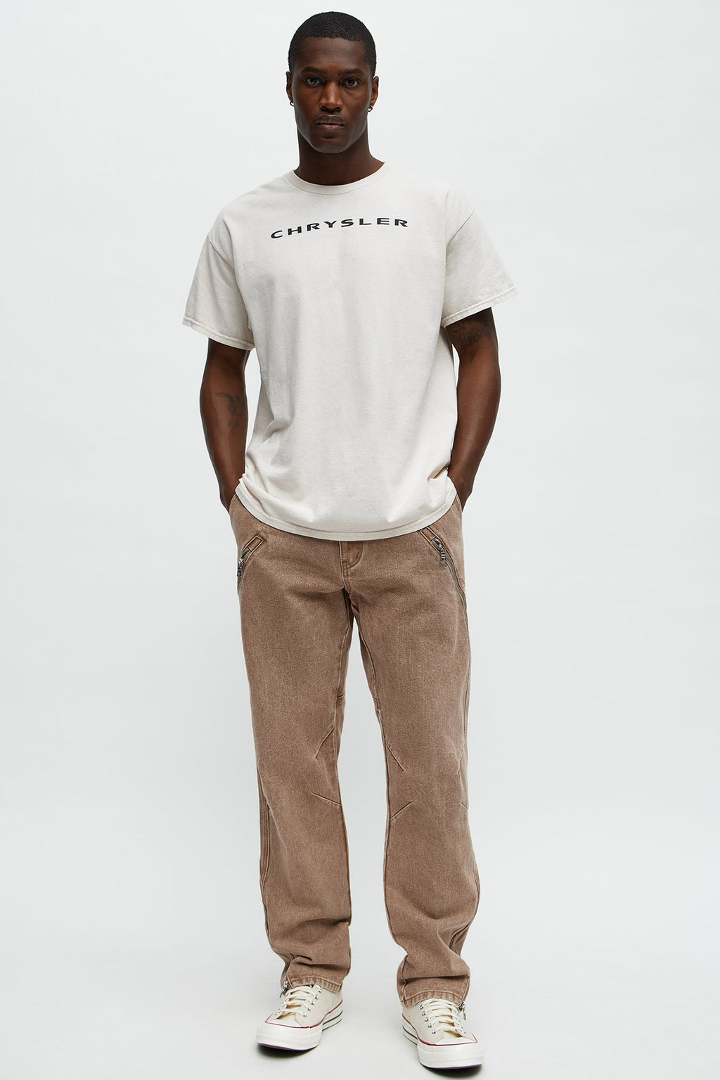 Turn Your Back Zipper Slim Jeans - Brown