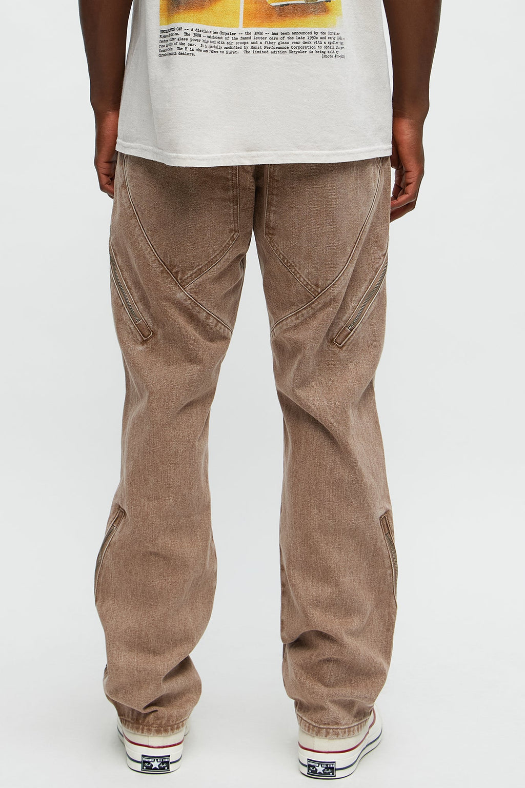 Turn Your Back Zipper Slim Jeans - Brown