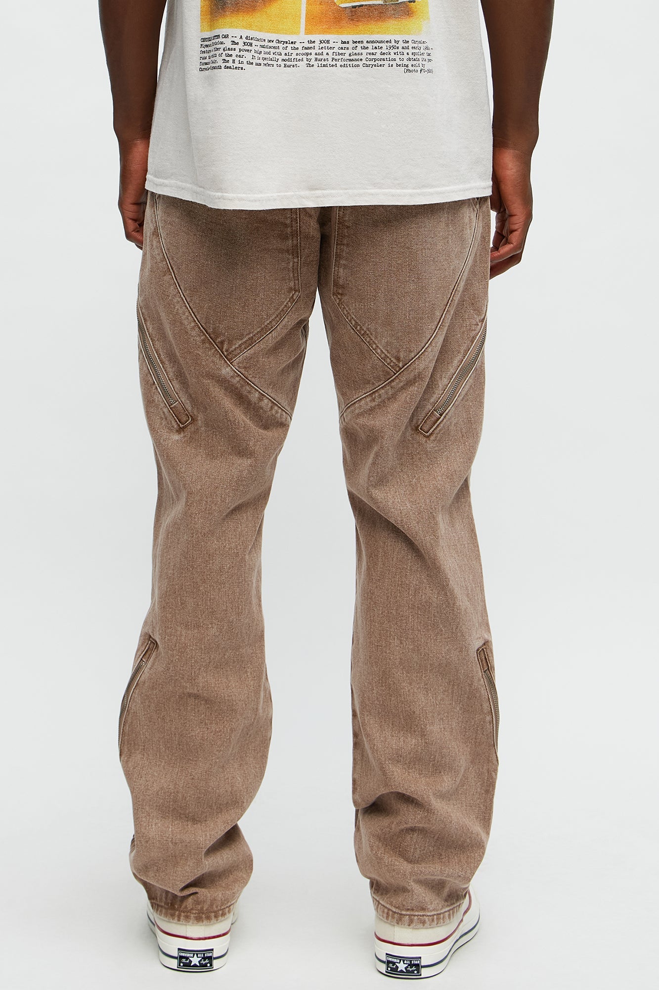 Turn Your Back Zipper Slim Jeans - Brown