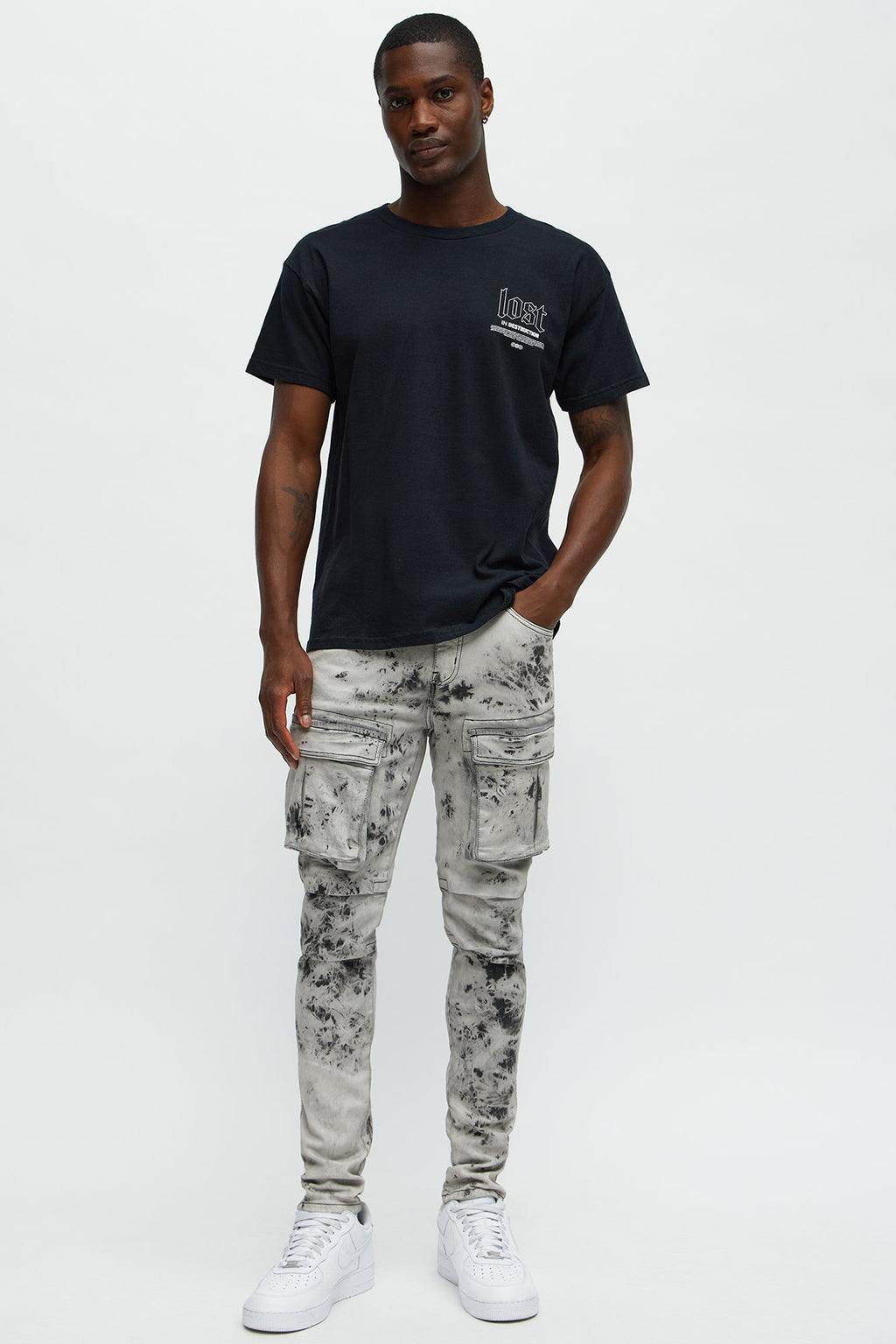On That Smokey Skinny Cargo Jeans - Grey/Smoke