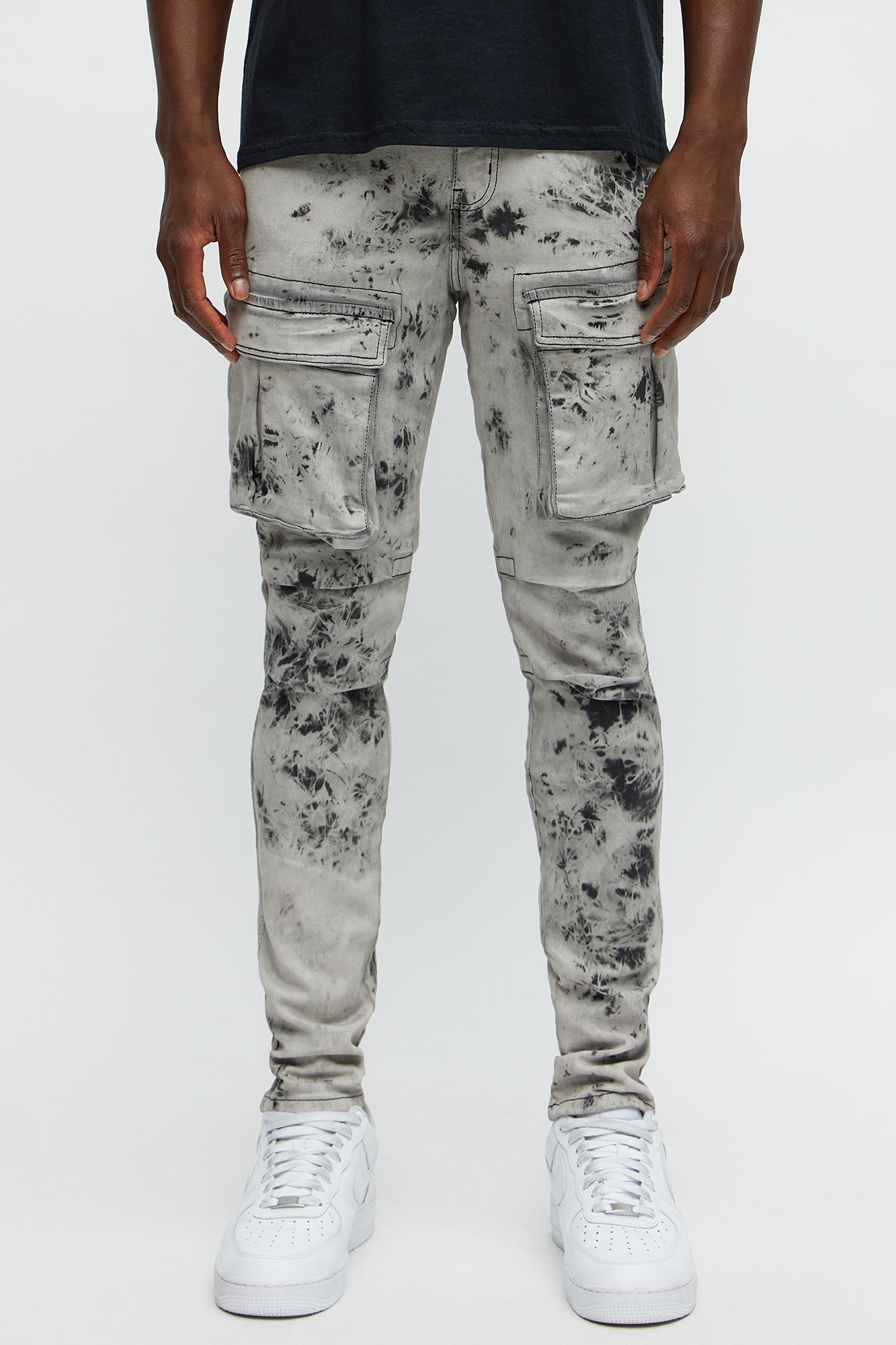 On That Smokey Skinny Cargo Jeans - Grey/Smoke