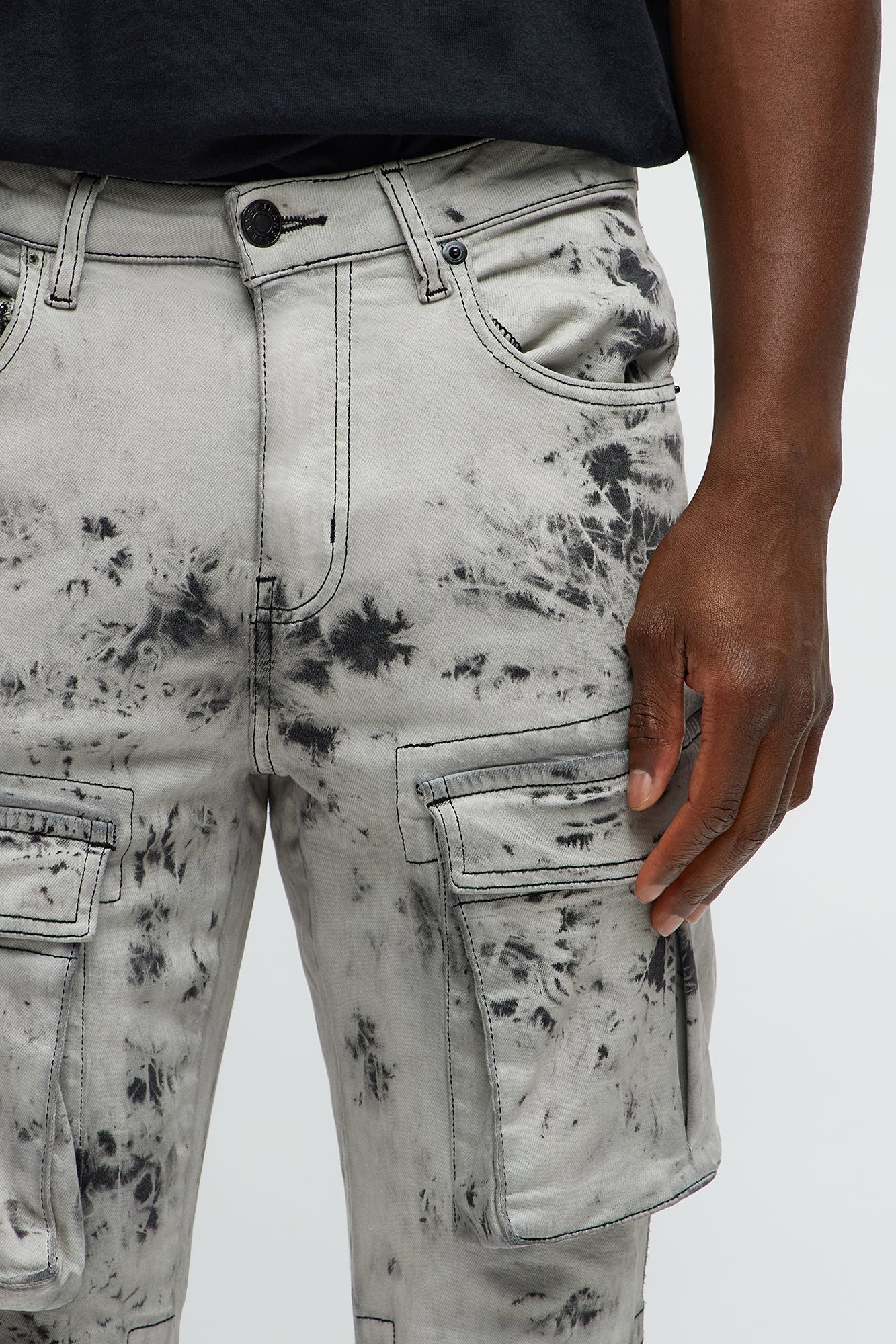 On That Smokey Skinny Cargo Jeans - Grey/Smoke