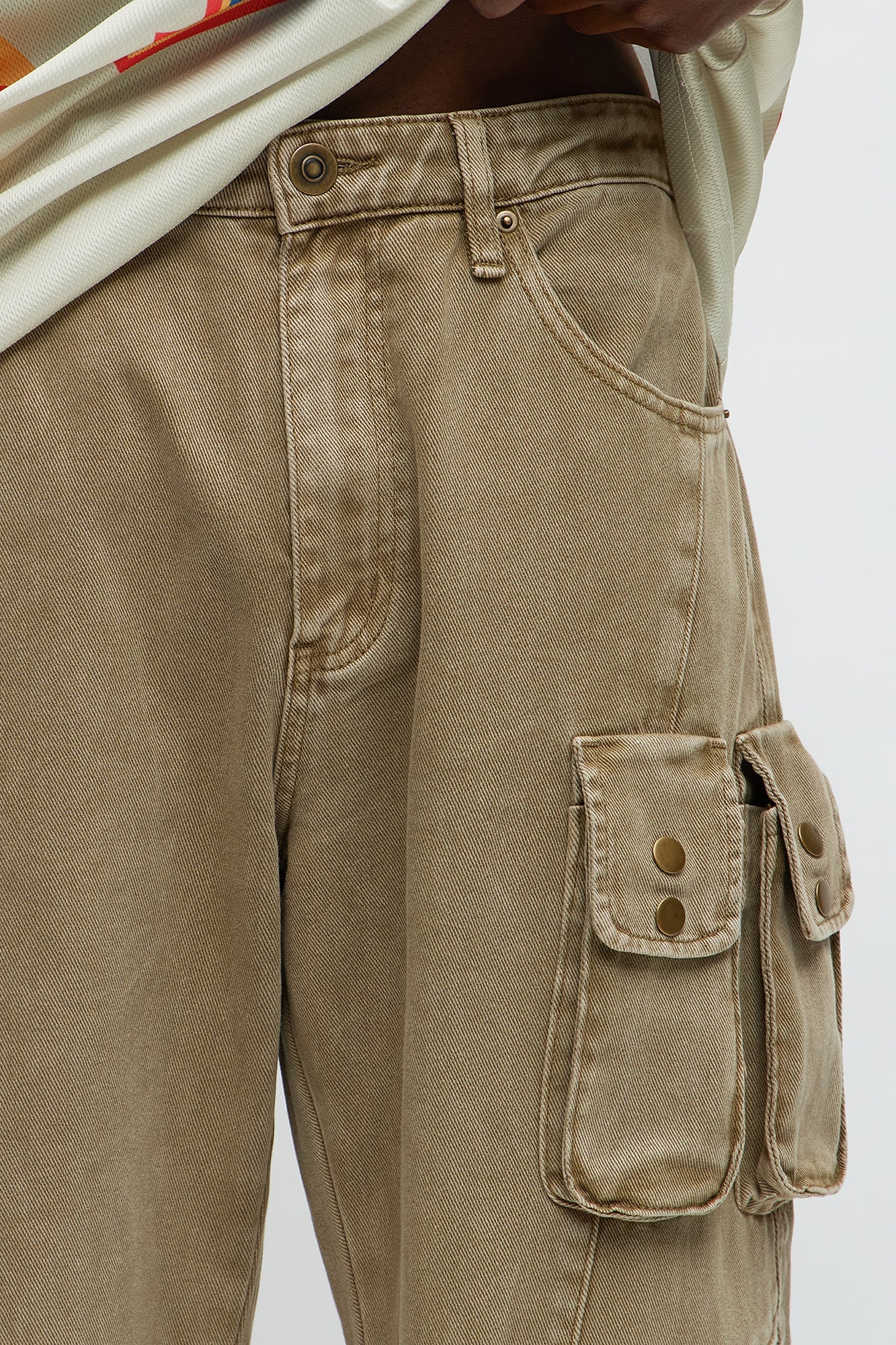 Time To Go Paneled Baggy Jeans - Brown
