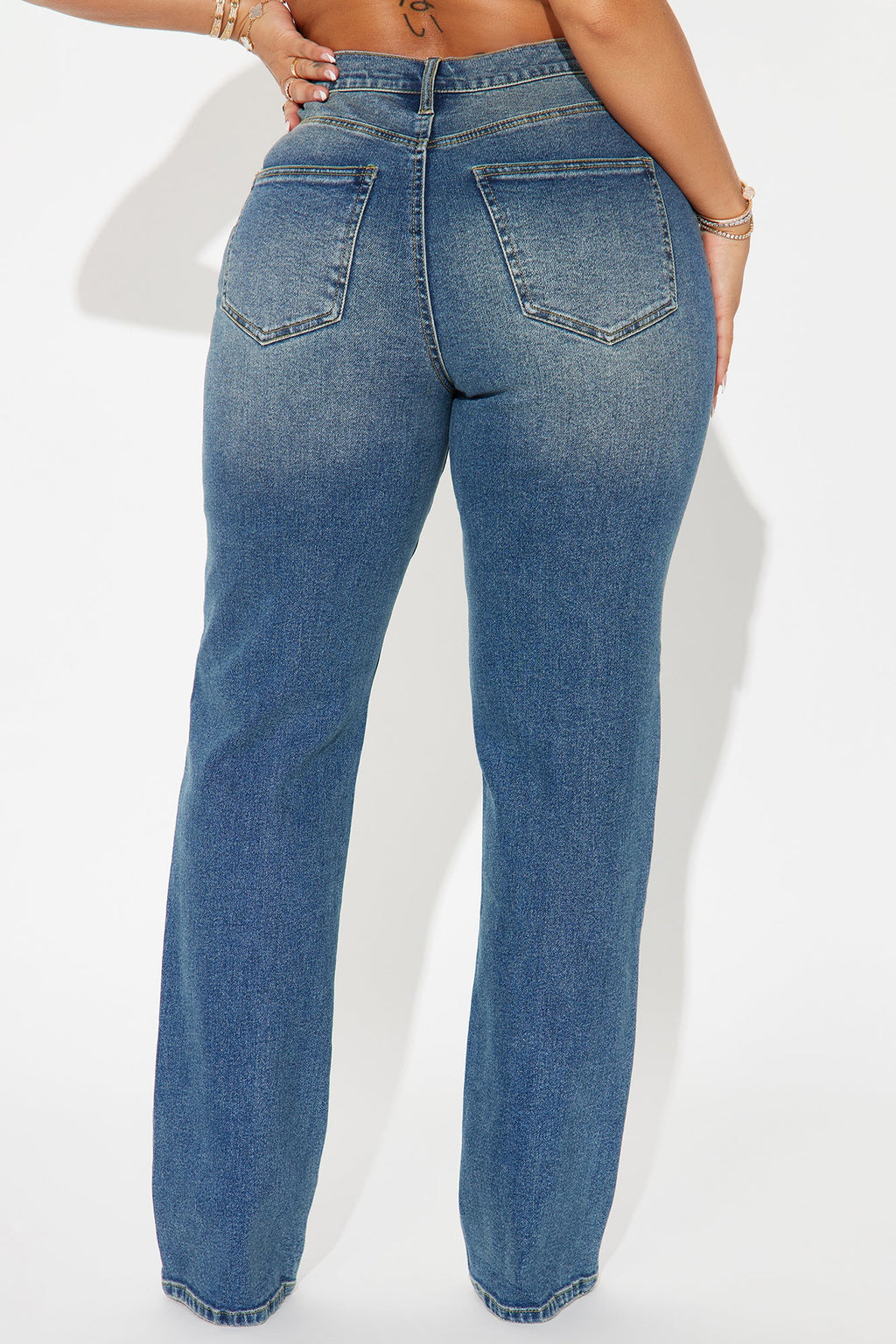 In Sync Stretch Crossover Straight Leg Jeans - Dark Wash