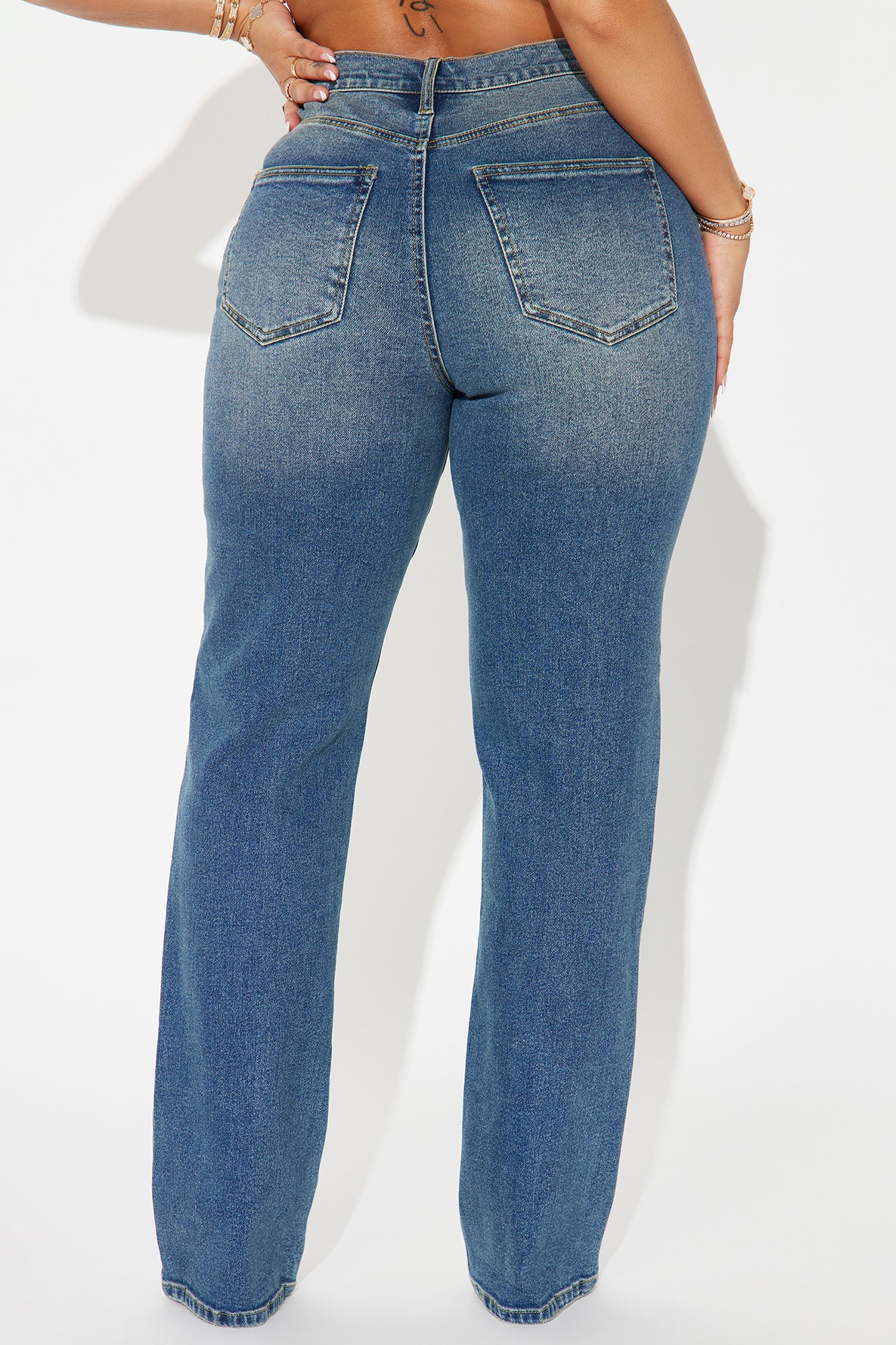 In Sync Stretch Crossover Straight Leg Jeans - Dark Wash