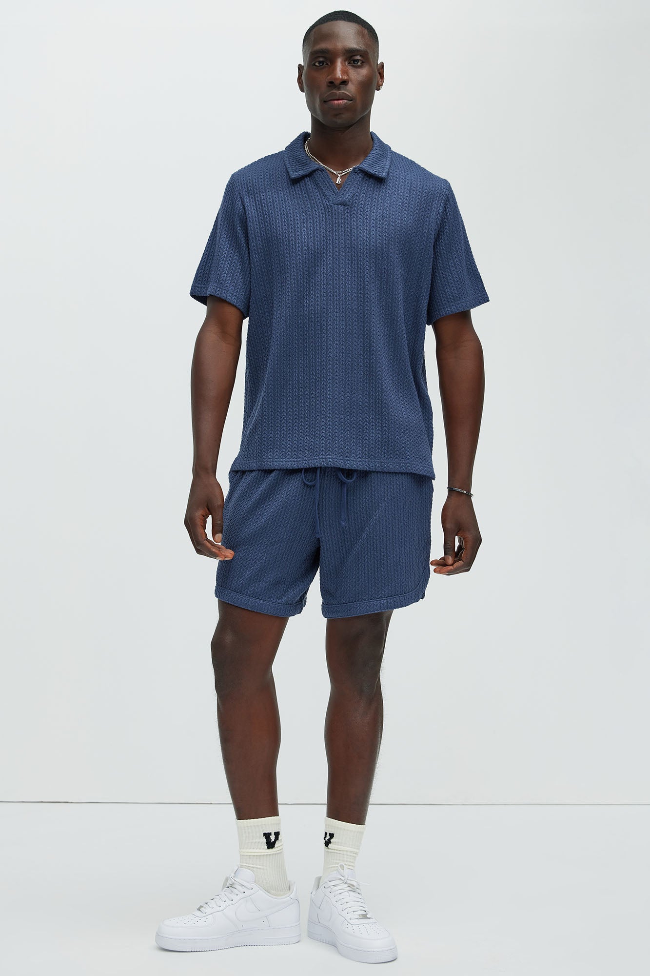 Catanina Textured Shorts - Navy