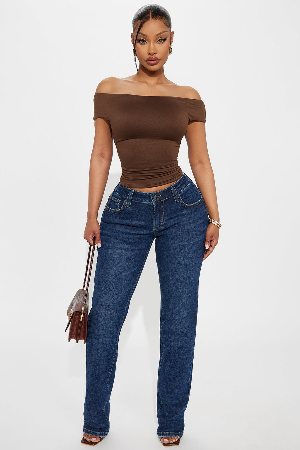 Morning Routine Double Lined Off Shoulder Top - Brown