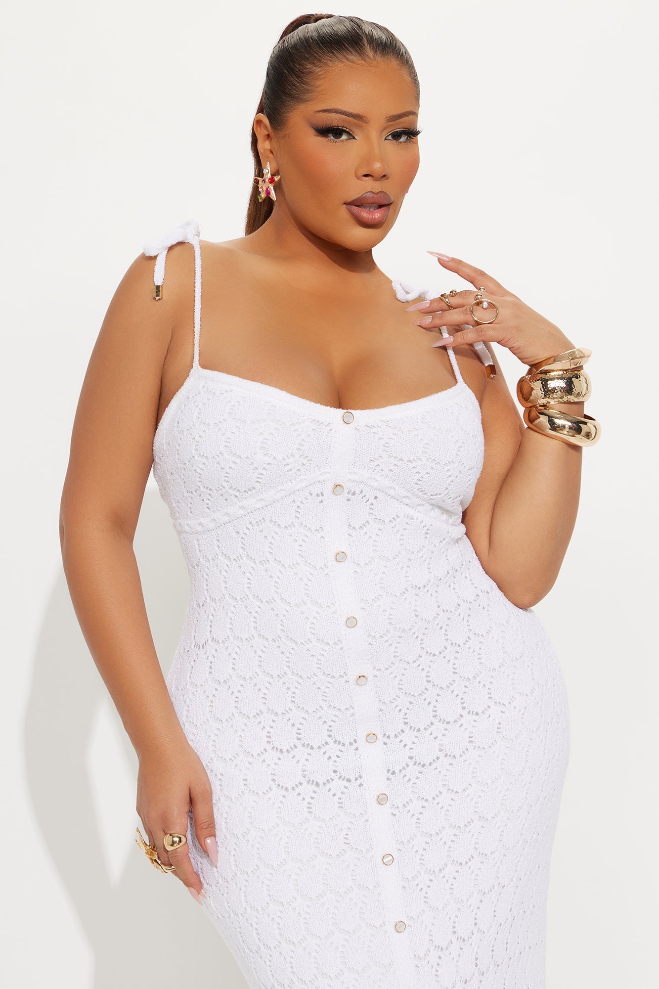Eileen Crochet Maxi Dress - White