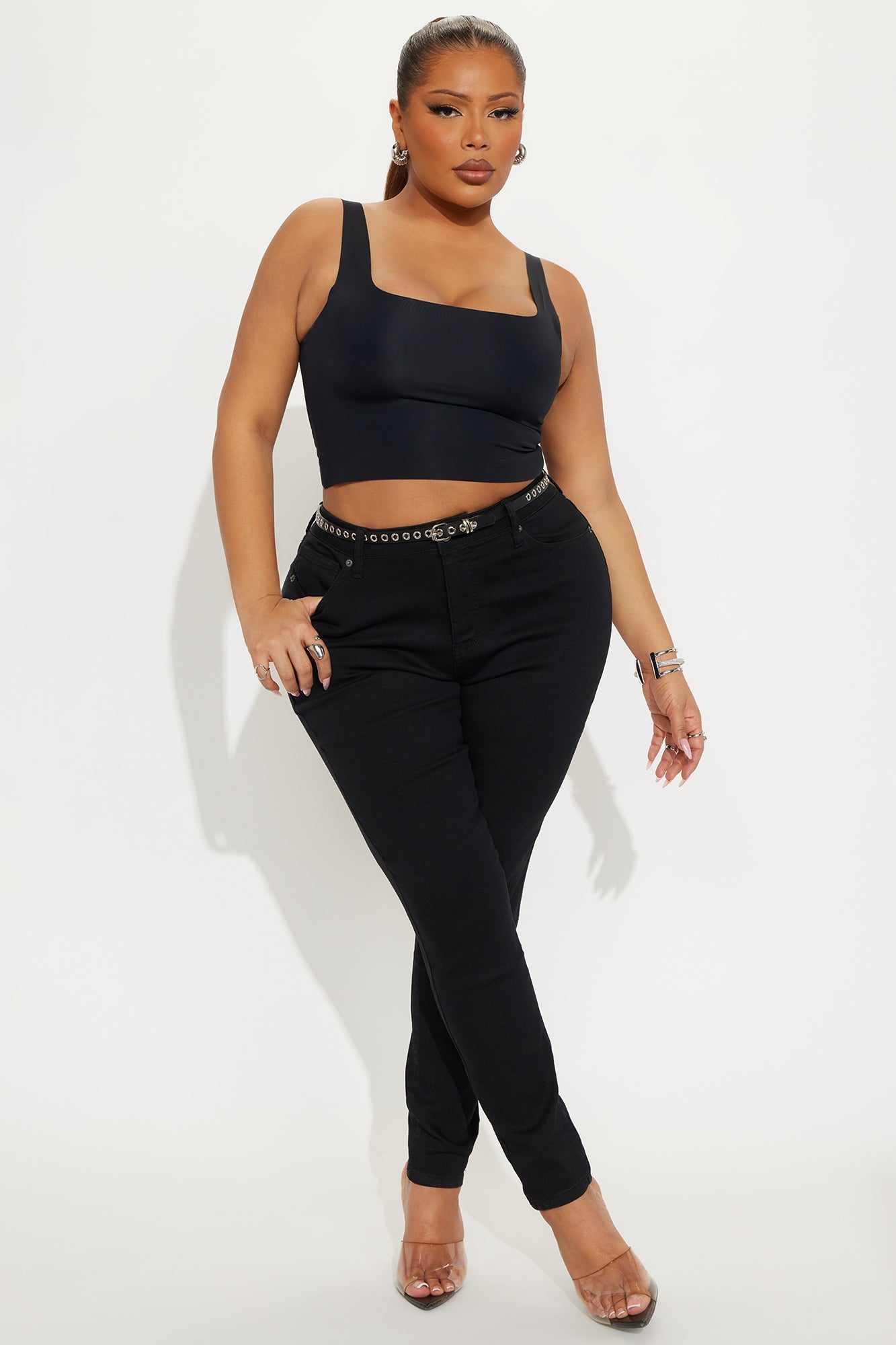 Coraline Mid Rise Skinny Jeans - Black