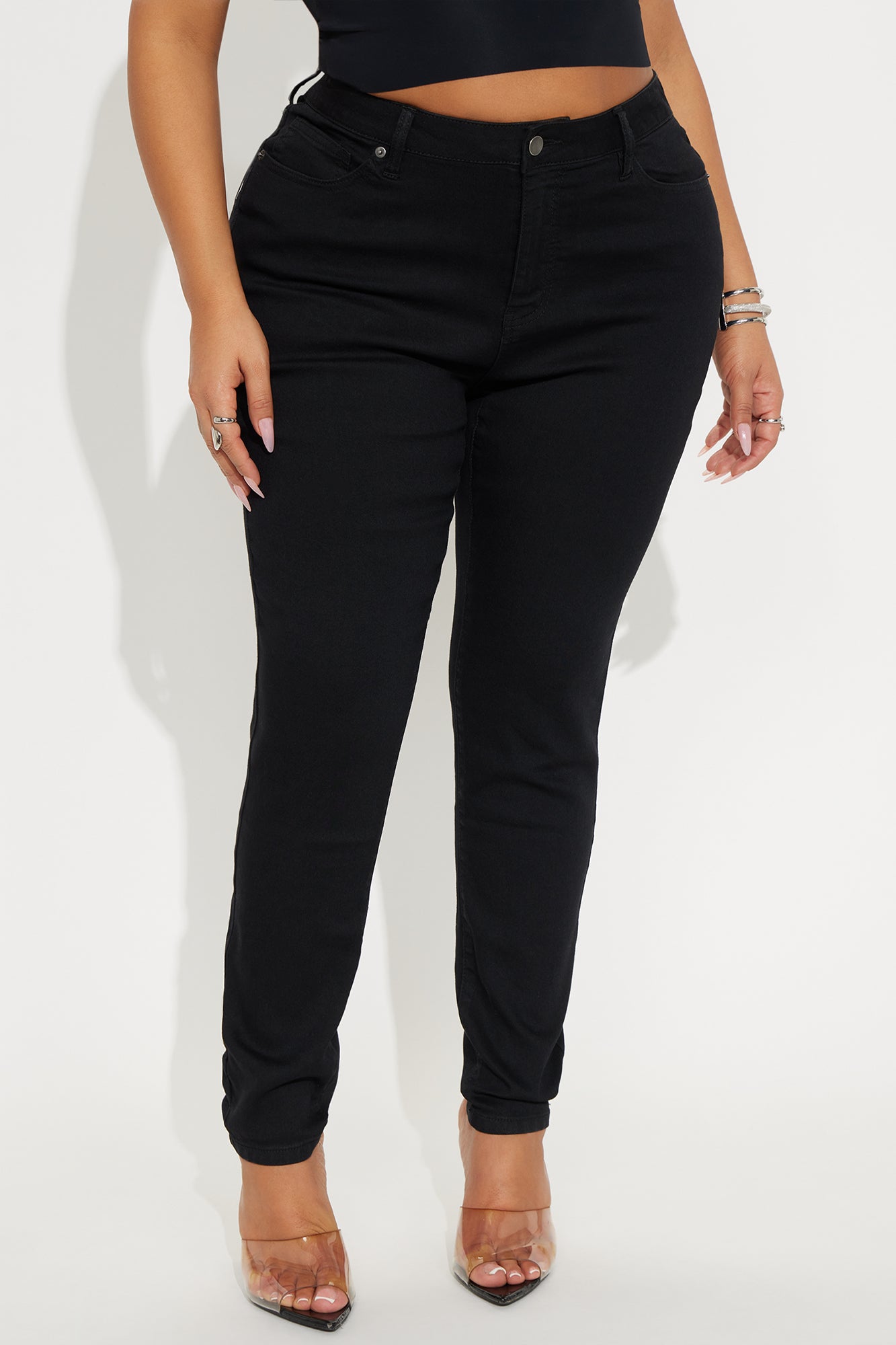 Coraline Mid Rise Skinny Jeans - Black