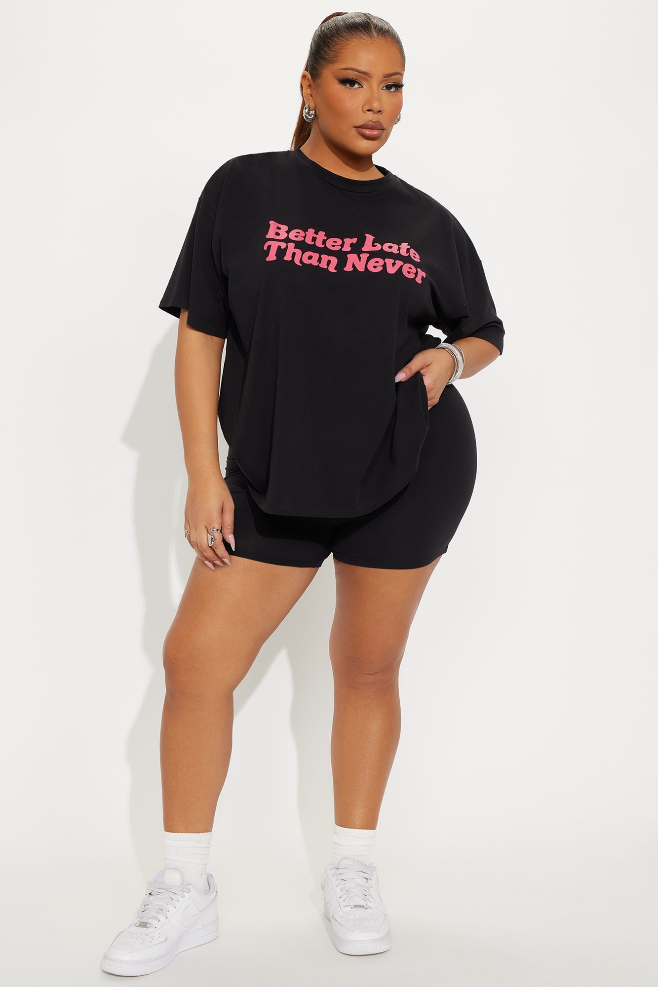 Better Late Than Never Short Set - Black/combo