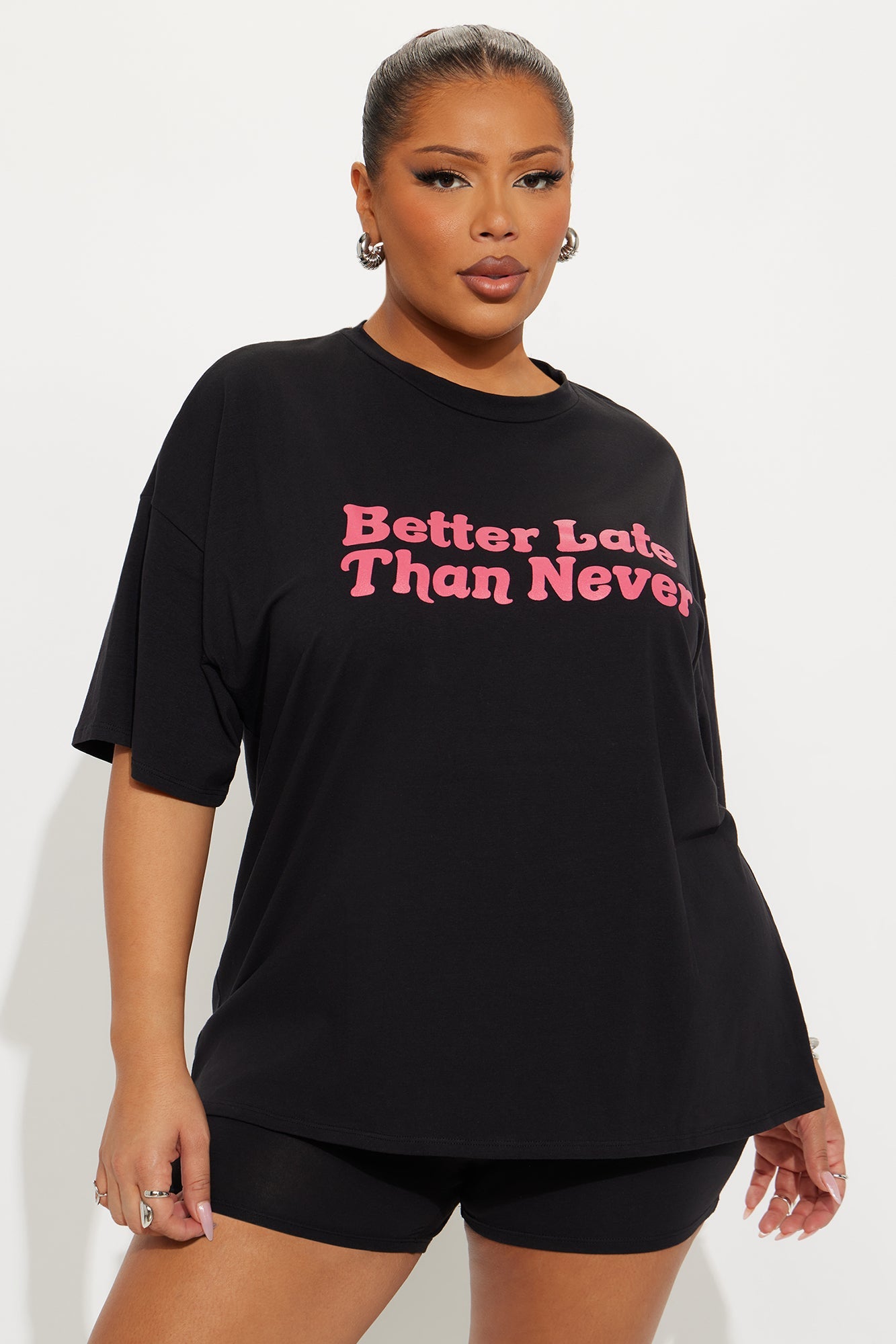 Better Late Than Never Short Set - Black/combo