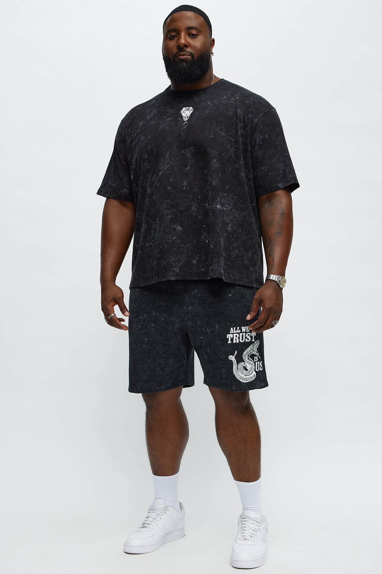 All We Trust Is Us Oversized Short Sleeve Tee - Black