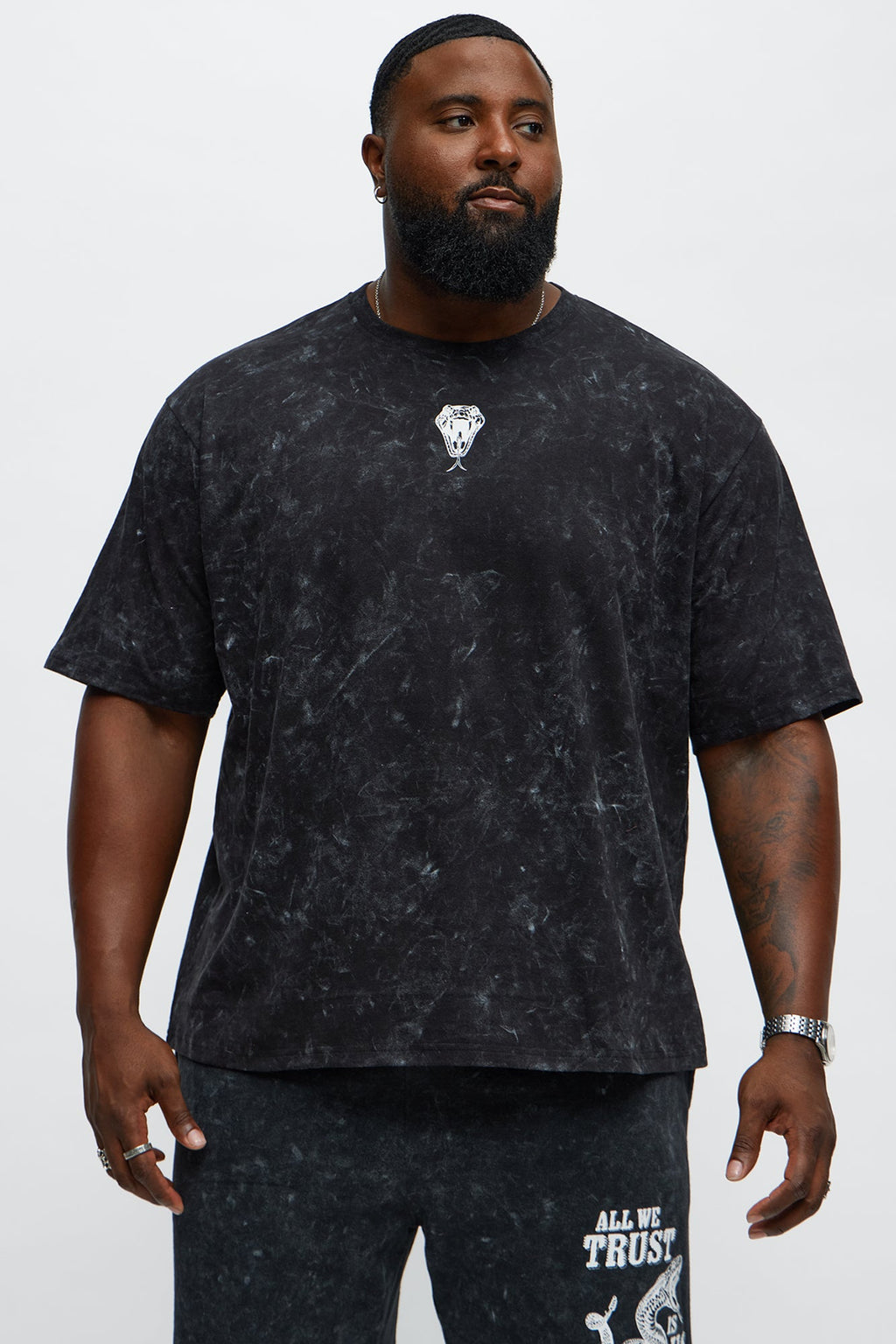 All We Trust Is Us Oversized Short Sleeve Tee - Black