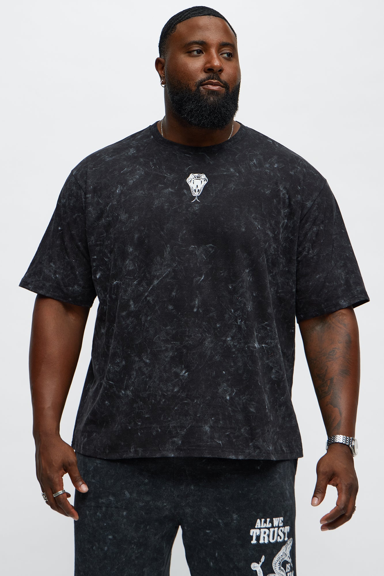 All We Trust Is Us Oversized Short Sleeve Tee - Black