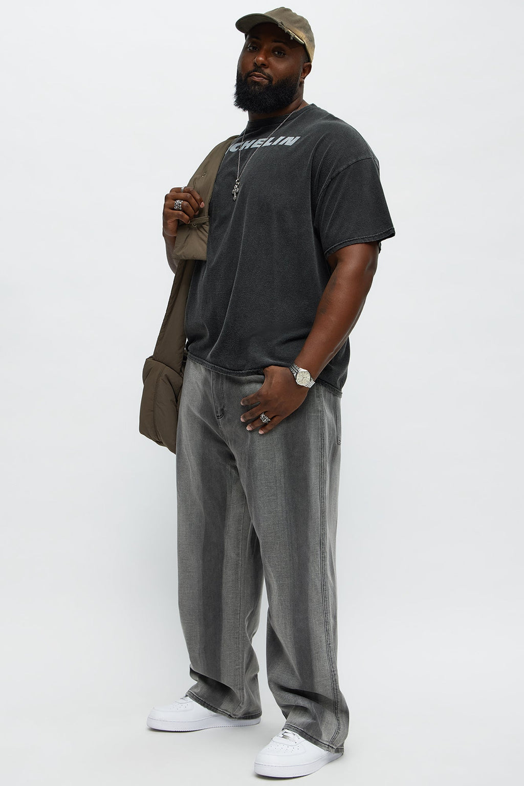 Brush Strokes Baggy Jeans - Black Wash