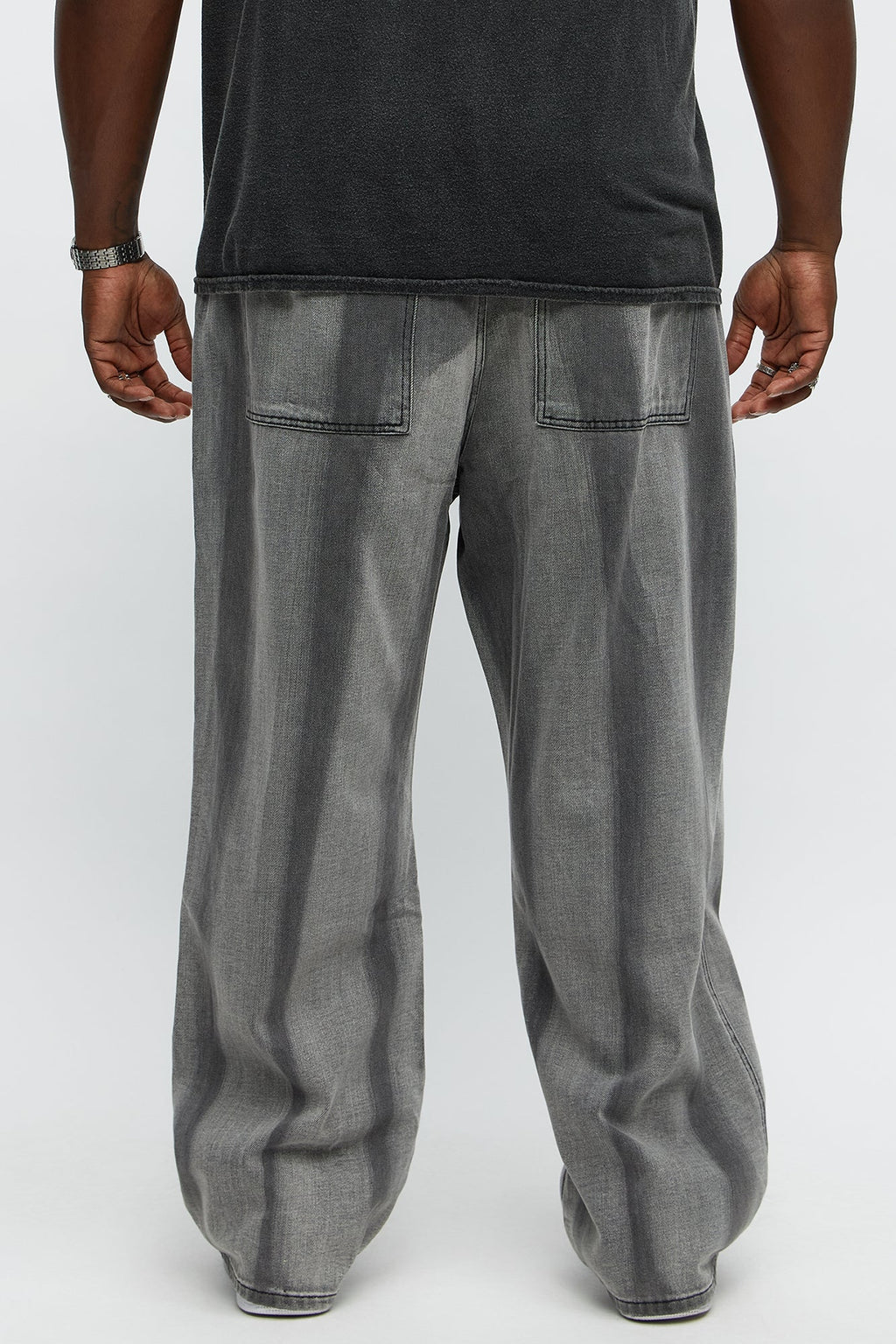 Brush Strokes Baggy Jeans - Black Wash