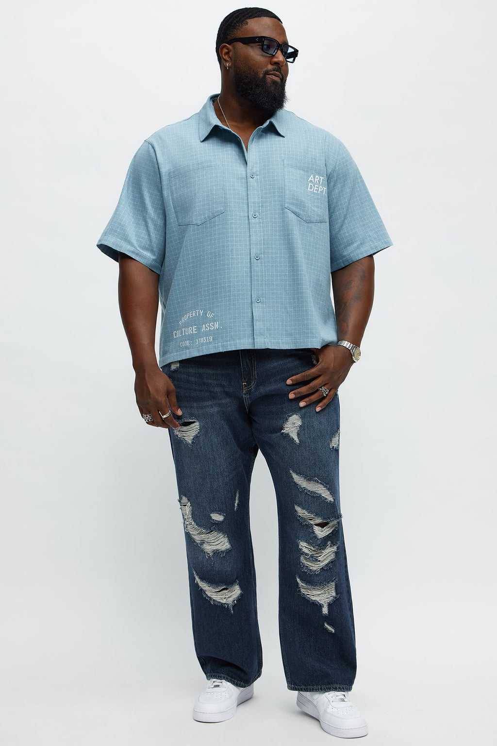 Breezy Distressed Straight Jeans - Dark Wash