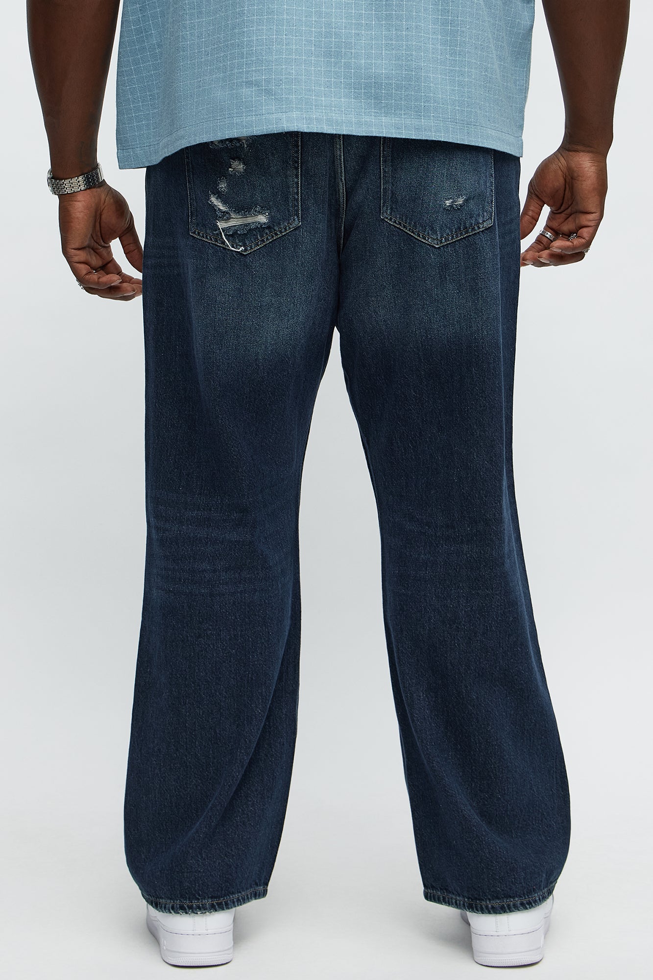 Breezy Distressed Straight Jeans - Dark Wash